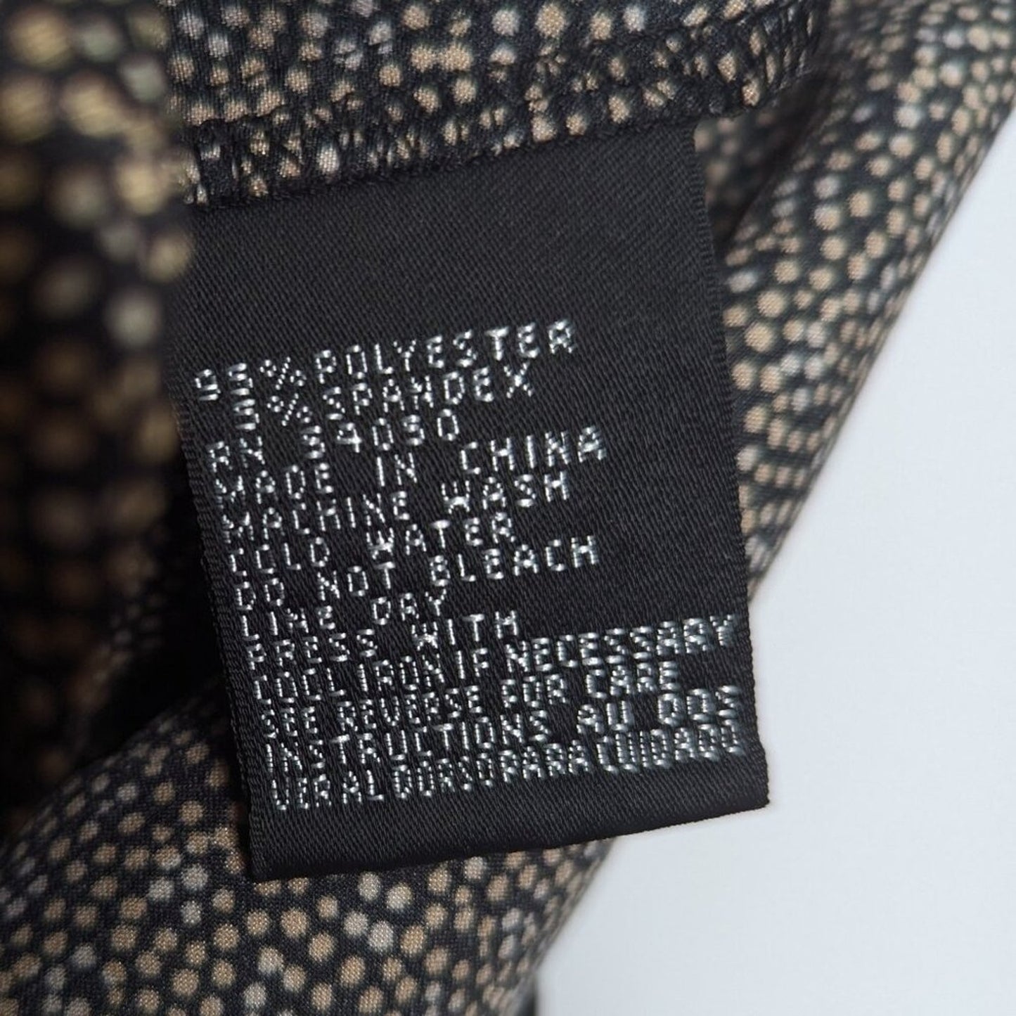 Vintage Black Gold Tiny Polka Dot Pattern Satin Shirt Button Up Long Sleeve 12