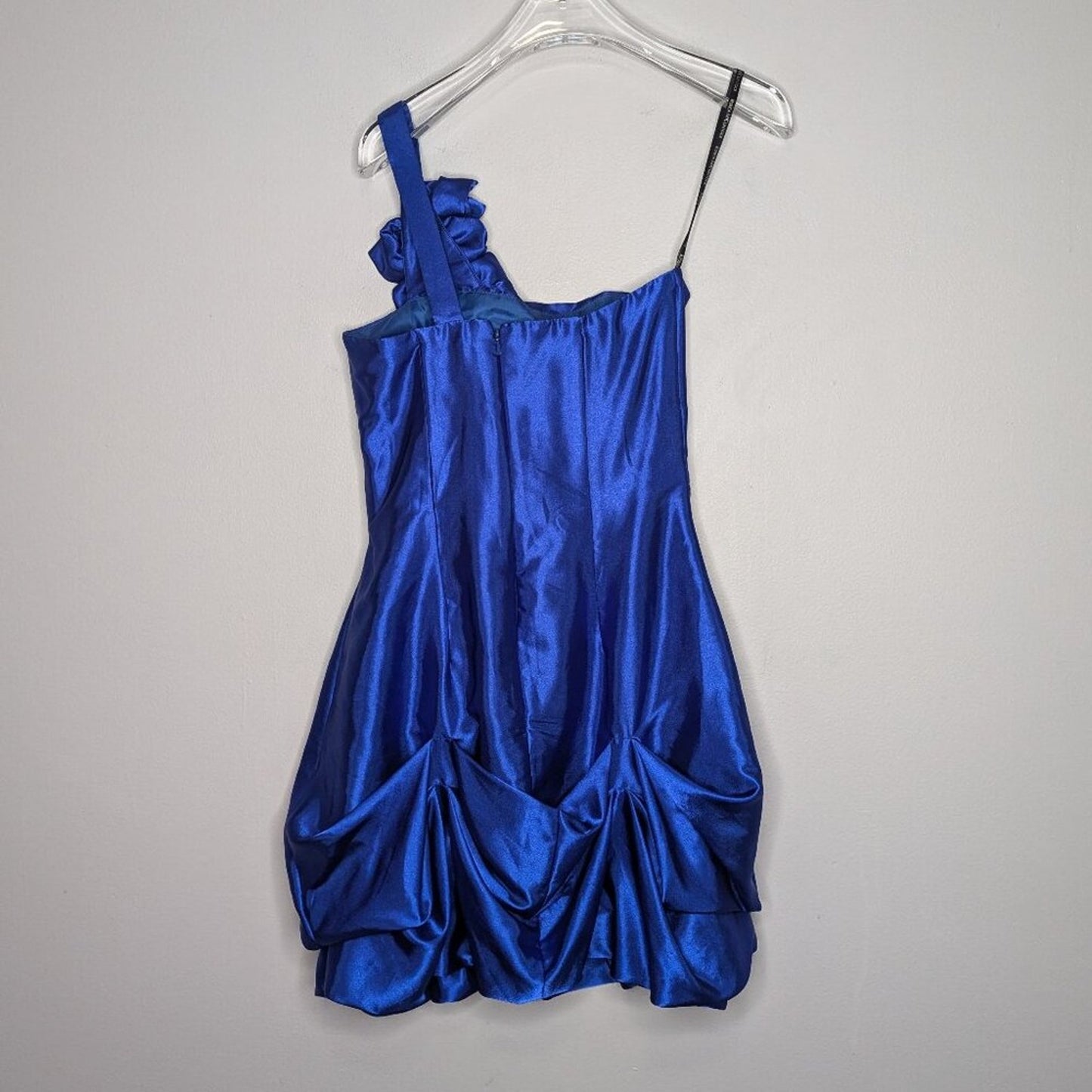 Vintage Jessica McClintock Gunne Sax Y2K Royal Blue Mini Dress One Shoulder