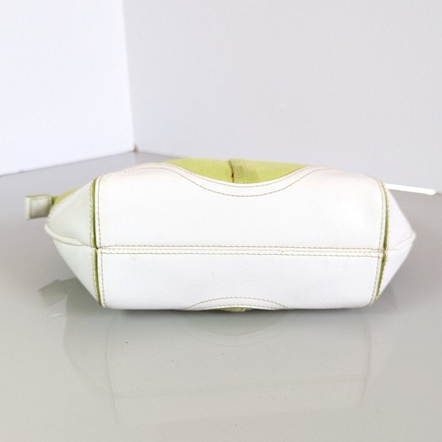 Vintage Y2K Green White Sonoma Zip Purse Upcycled Jewelry Silver Charm Chain