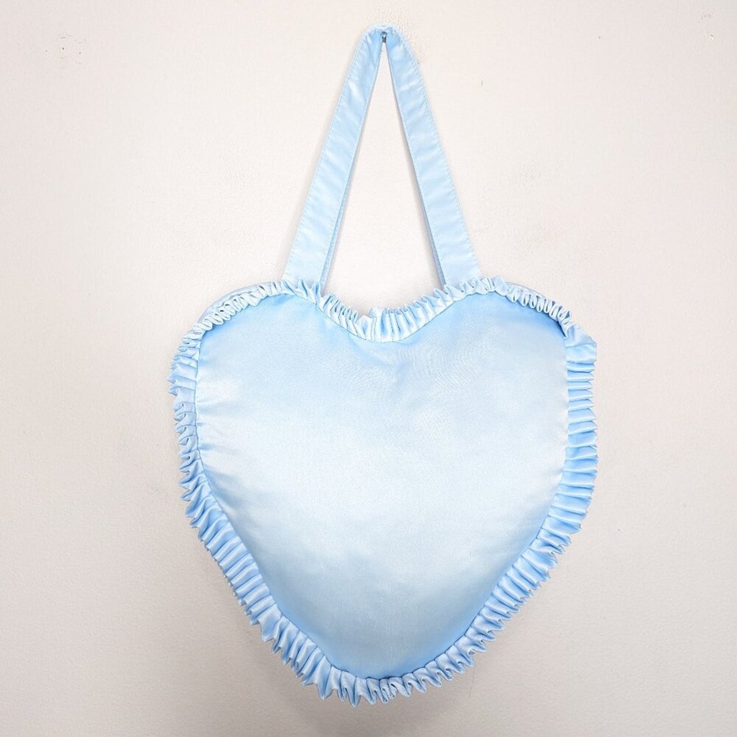 Sabrina Carpenter Light Blue Heart Shaped Short N Sweet Embroidered Ruffle Bag