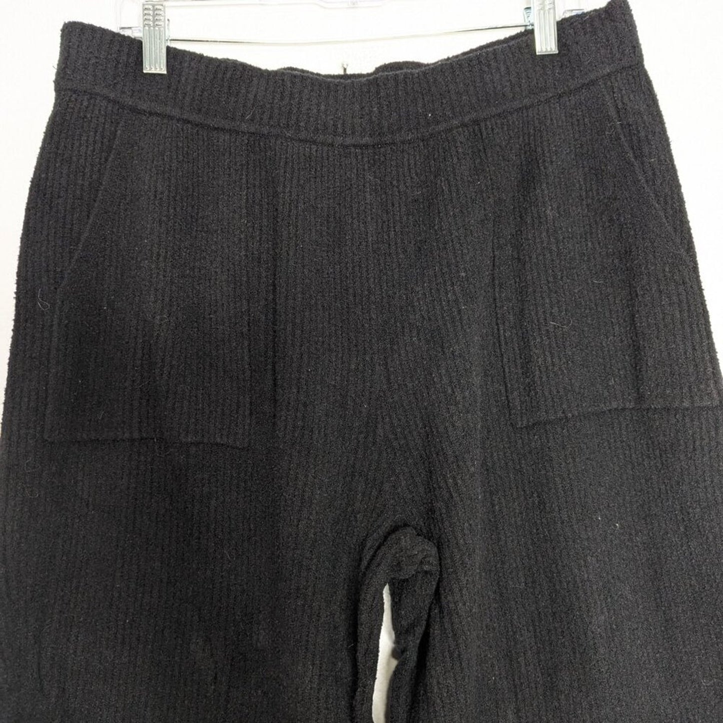 Athleta Black Felicity Cozy Pant Wide Leg Ribbed Cashmere Blend Pockets Size XL