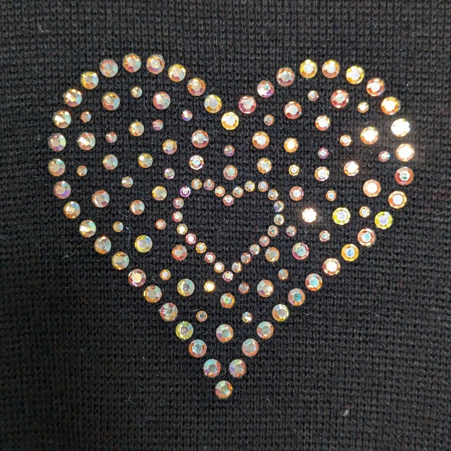 Vintage 70's Meister Black Long Sleeve Turtleneck Sweater Rhinestone Heart