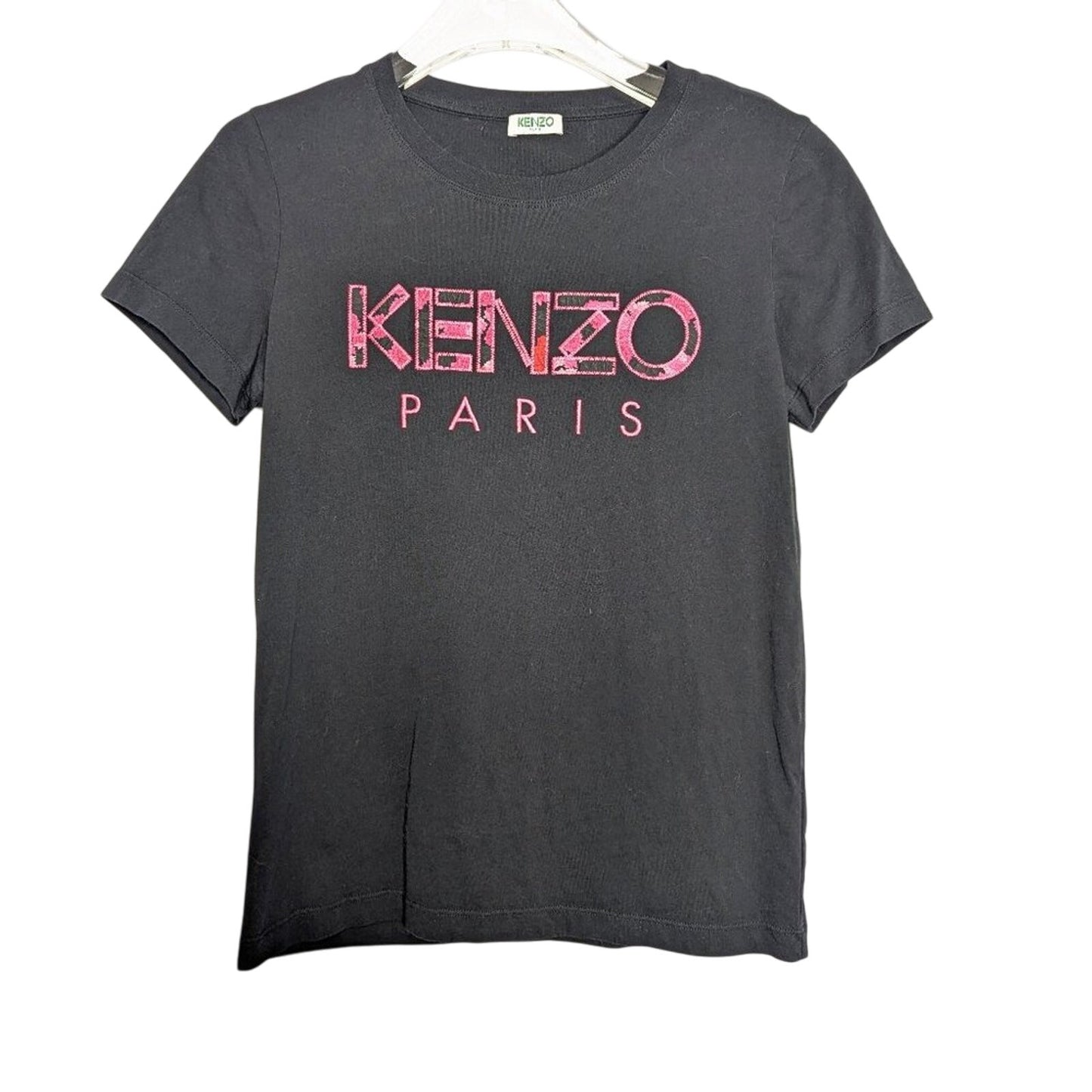 Kenzo Paris Floral Rose Logo Graphic T-Shirt Short Sleeve Crew Neck Pink
