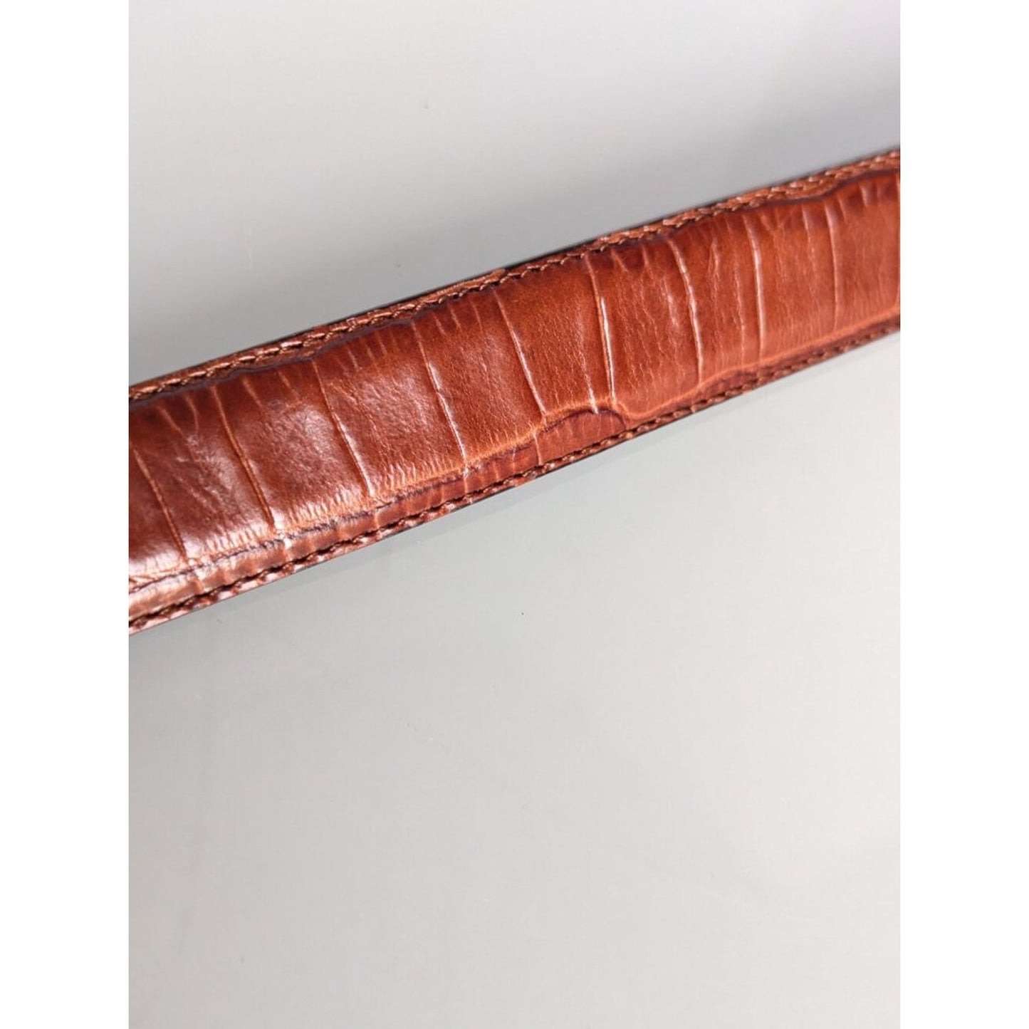 Coach Vintage Brown Crocodile Embossed Leather Belt Leather Buckle Medium