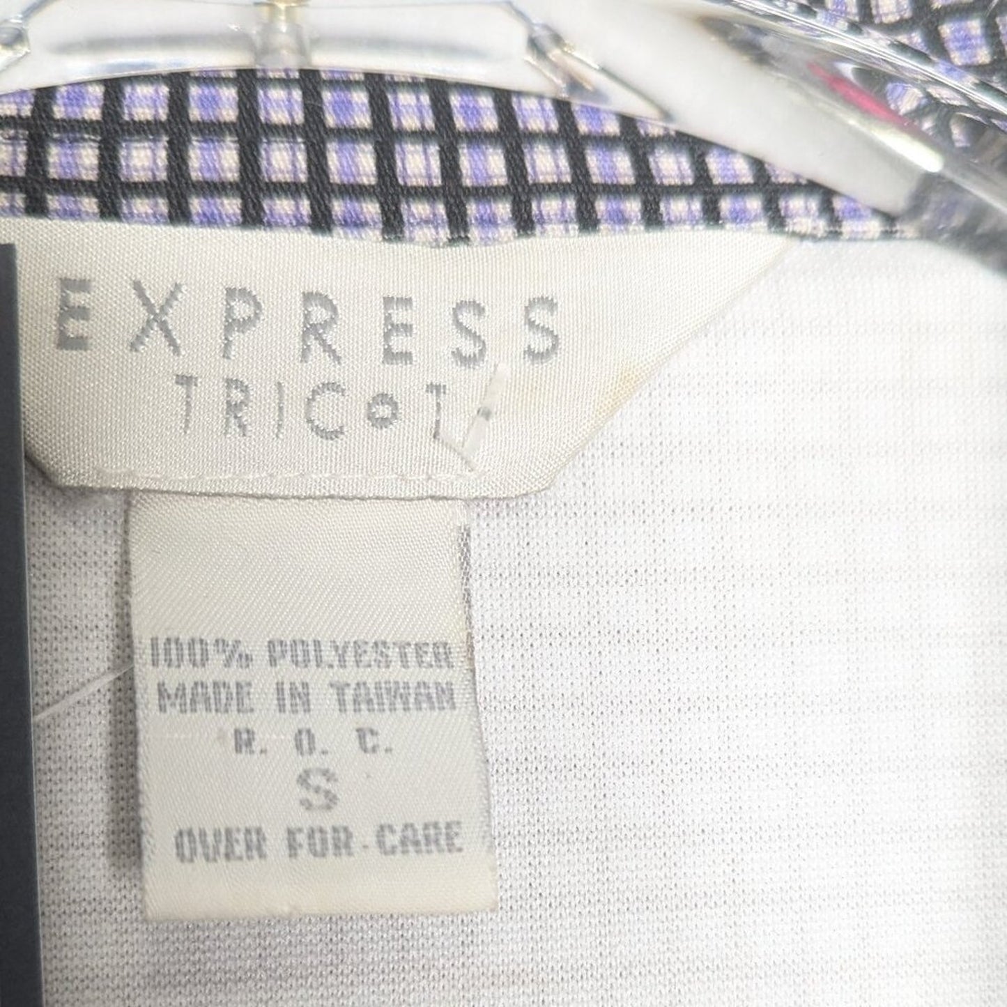 Express 90's Vintage Mini Plaid Pattern Short Sleeve Dress V-Neck Collared S