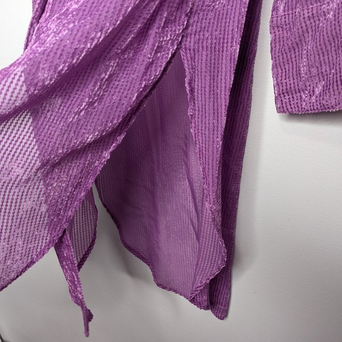 Anthropologie Akemi Kin Orchid Purple Velvet Striped Tunic Duster Long Sleeve M