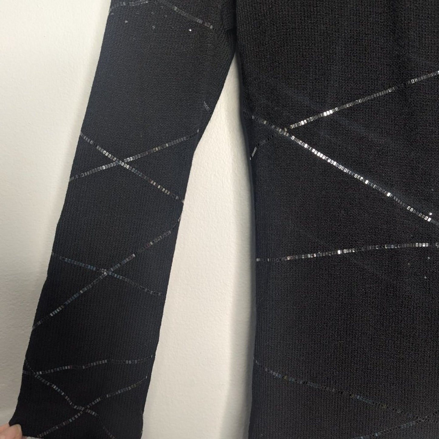 St. John Evening Vintage Black Starburst Sparkle Cardigan Long Sleeve V-Neck 2