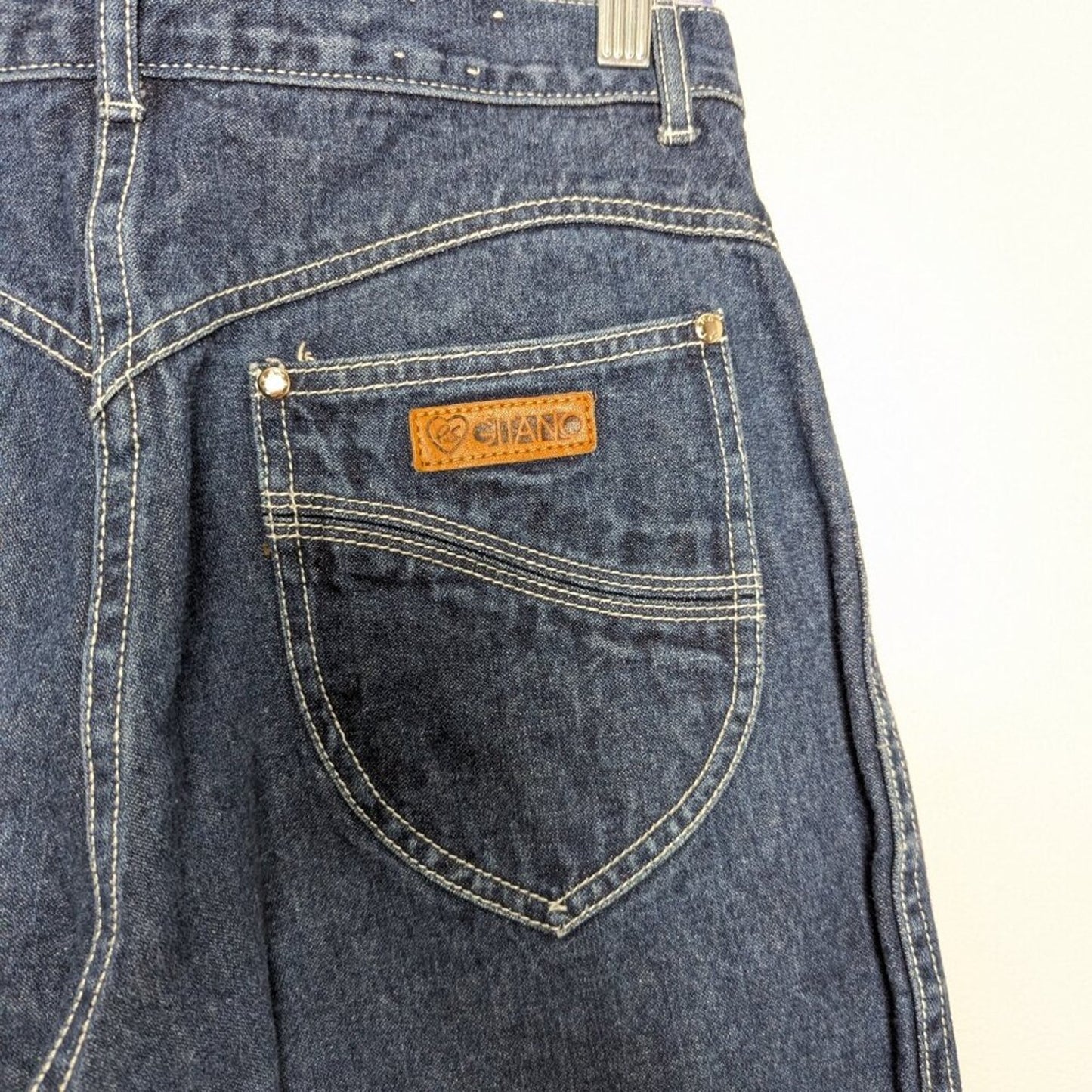 Vintage Gitano 70's High Waist Jeans White Contrast Stitching Straight Leg
