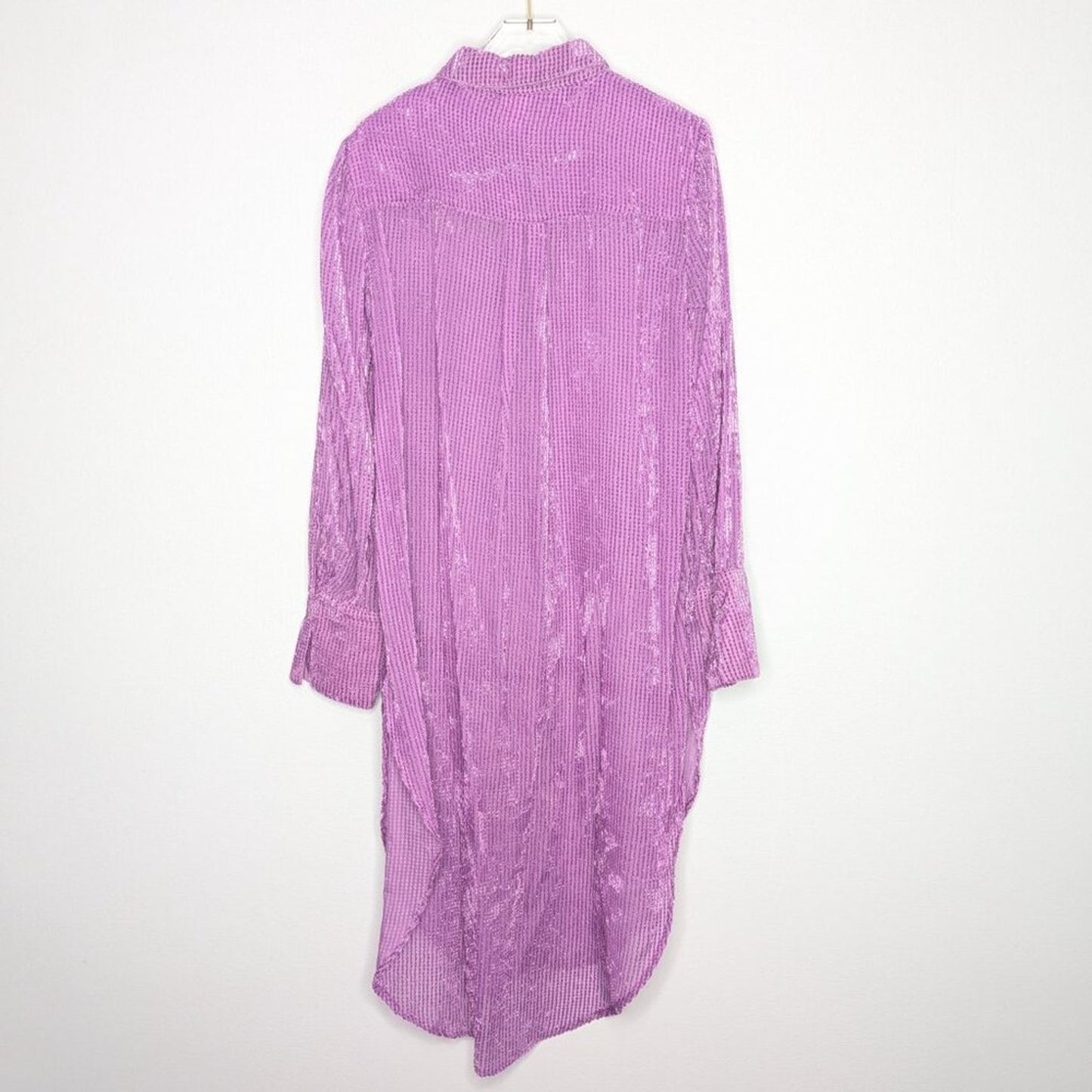 Anthropologie Akemi Kin Orchid Purple Velvet Striped Tunic Duster Long Sleeve M