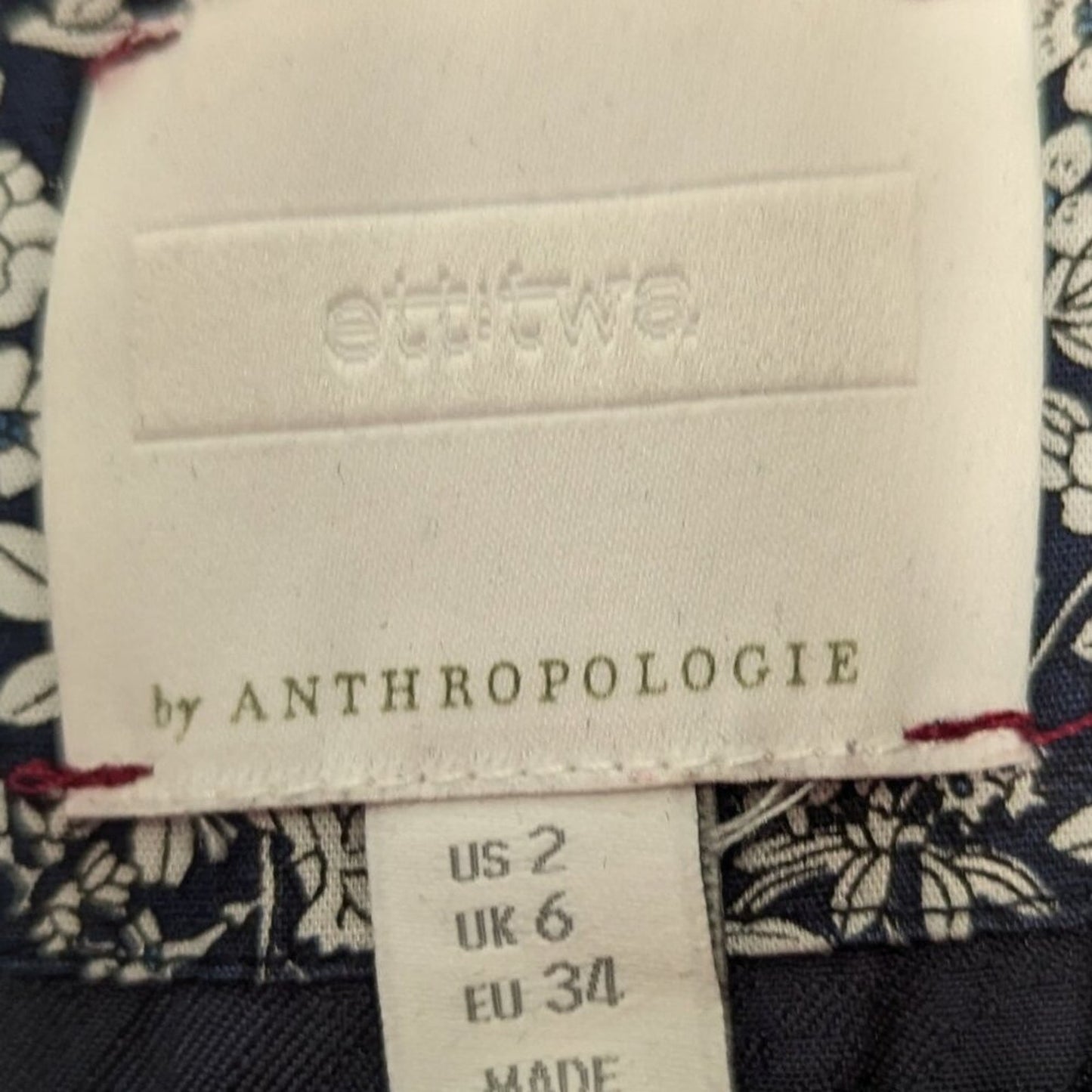 Anthropologie Ettitwa Navy Blue Floral Print Jumpsuit Short Sleeve Button Up 2