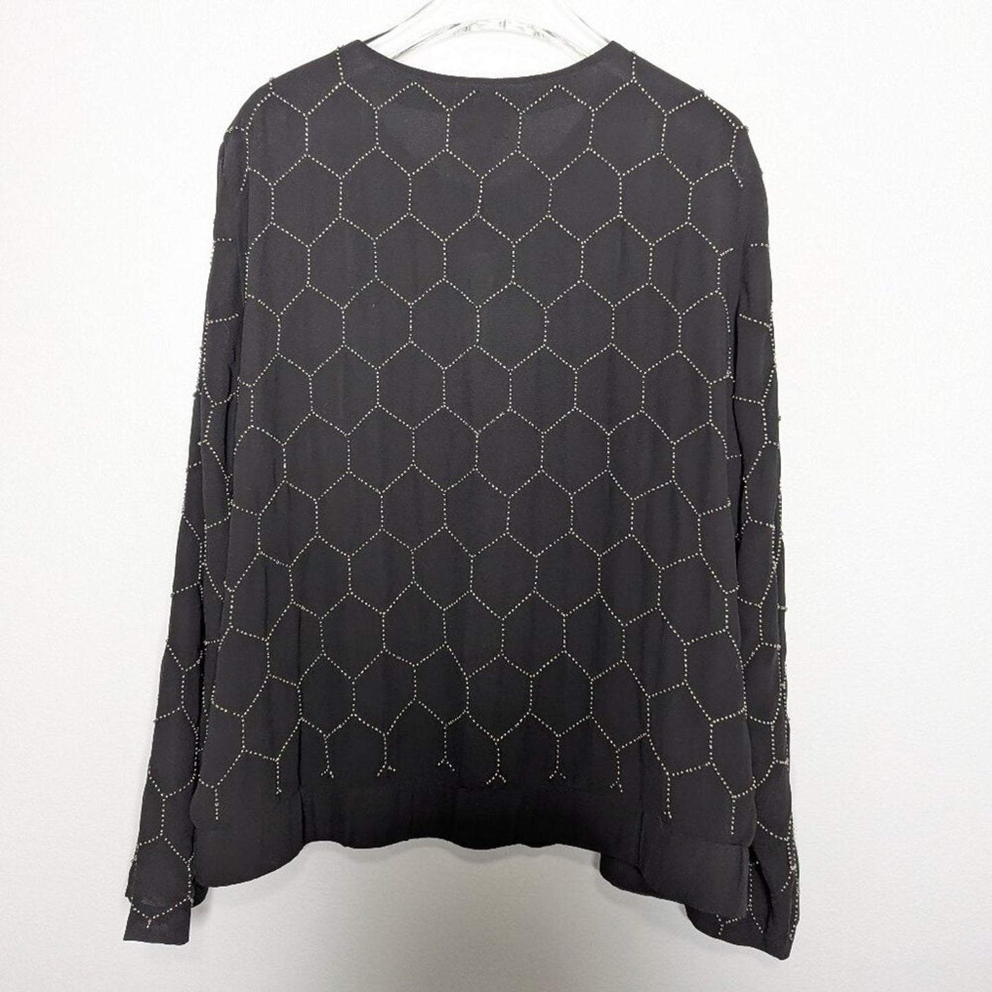 Chico's Black Long Sleeve Beaded Bomber Jacket Full Zip Round Neck NWT
