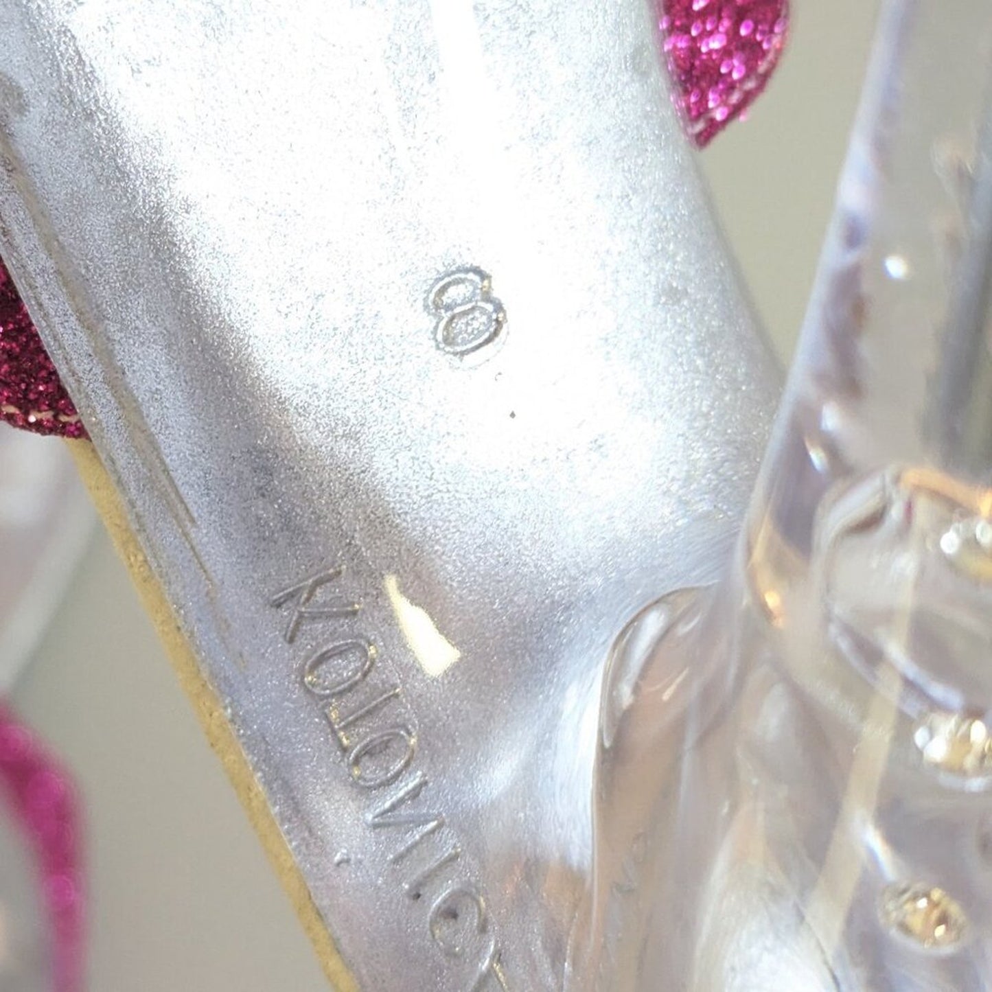 Y2K Lover's Lane Signature Collection Pink Glitter Stiletto Heels Clear Platform