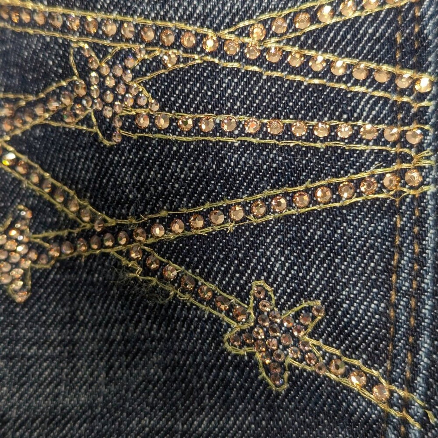 Bebe Vintage Y2K Blue Denim Charlotte Jeans Cosmo Star Embroidery Low Rise 31