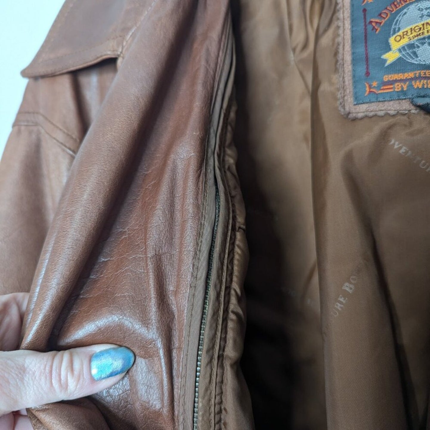 Wilsons Leather Adventure Bound Brown Leather Tie Waist Moto Jacket Pockets L