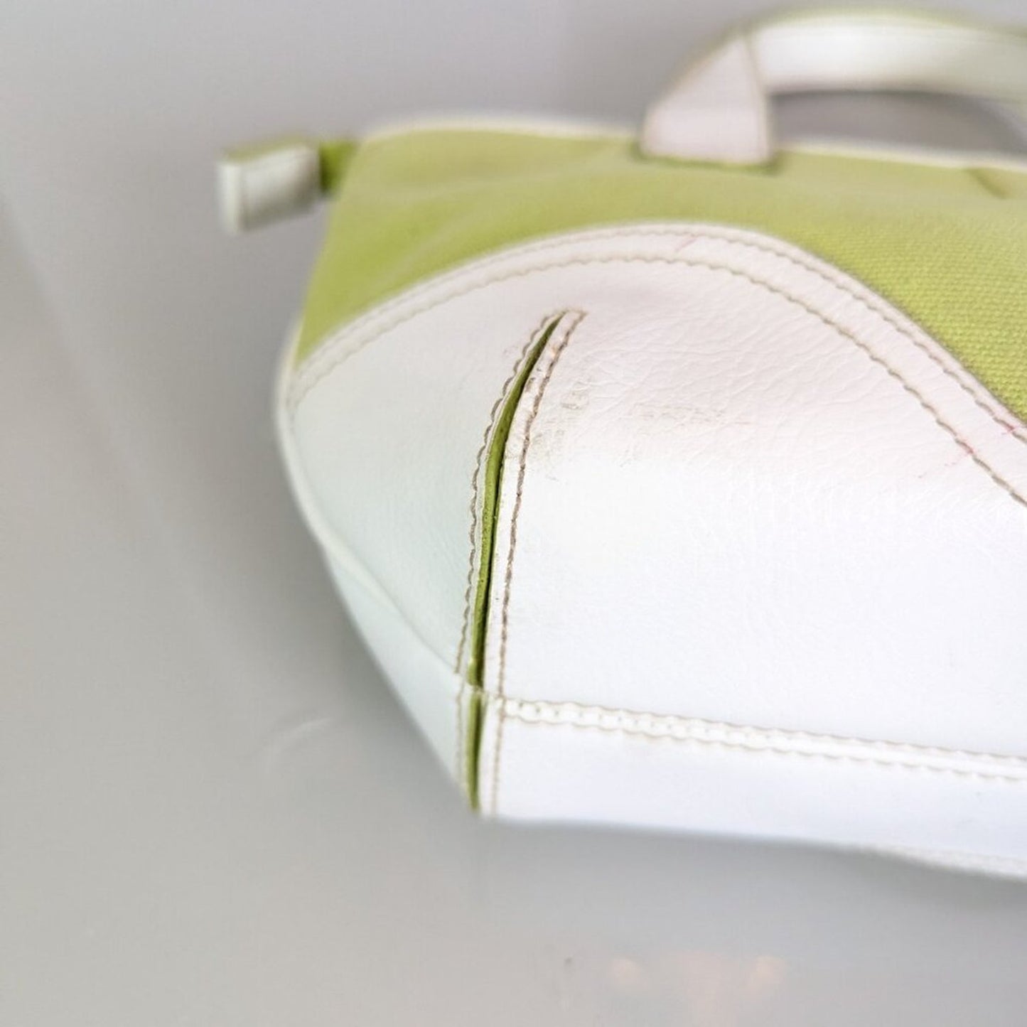 Vintage Y2K Green White Sonoma Zip Purse Upcycled Jewelry Silver Charm Chain