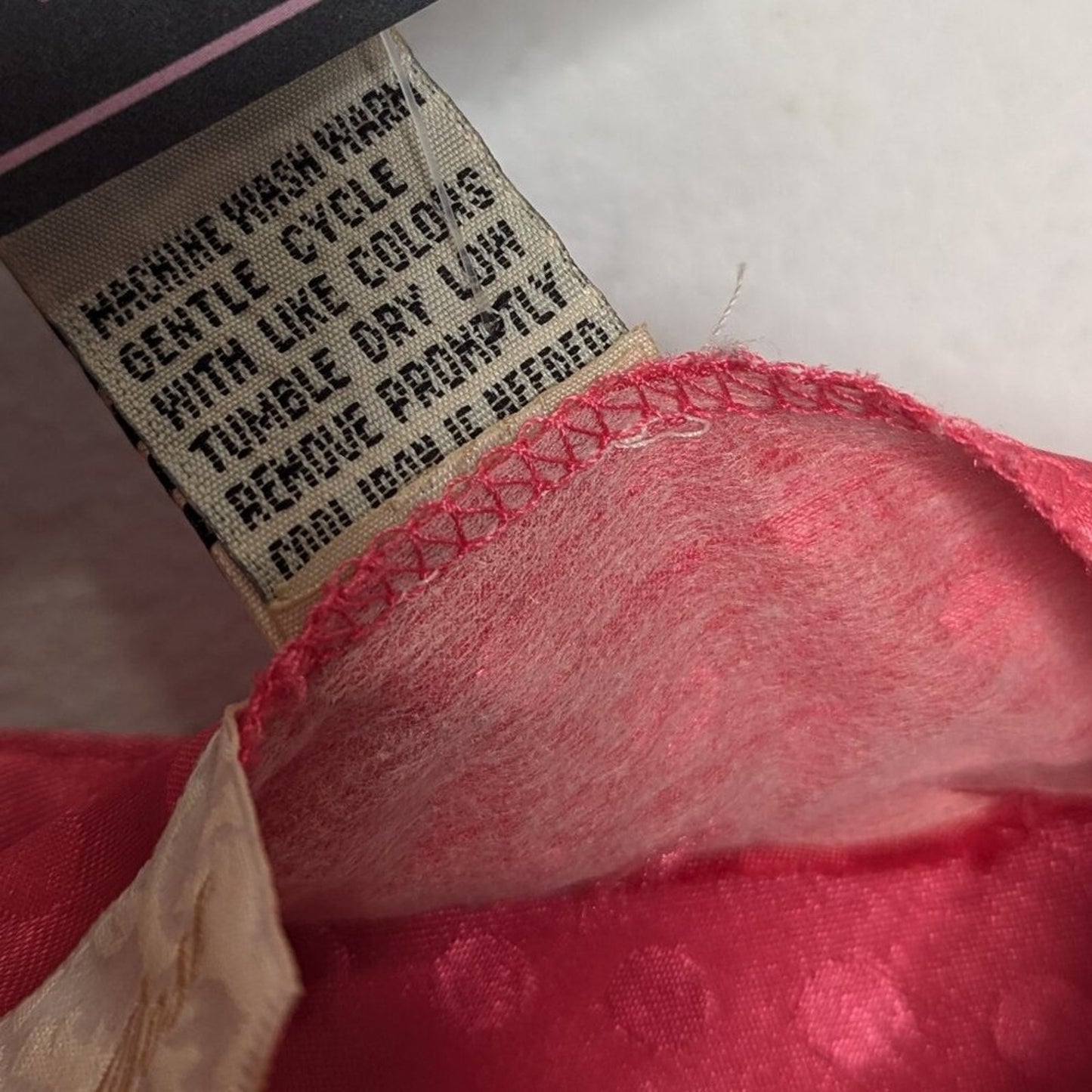 Vintage Bright Pink Monochromatic Polka Dot Pattern Satin Slip Dress Buttons