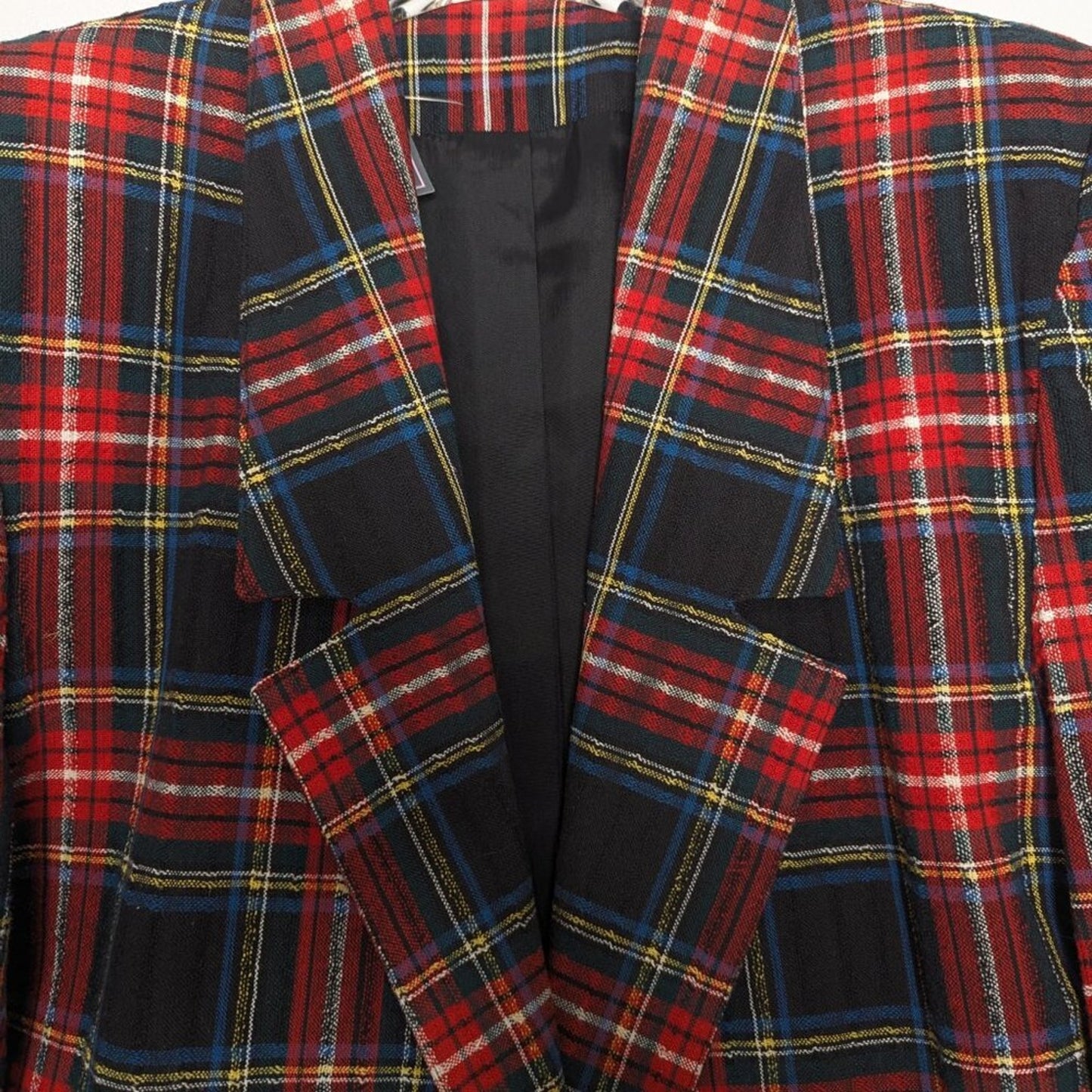 Worthington Vintage 70's Red Plaid Long Sleeve Blazer Pockets Single Button 8