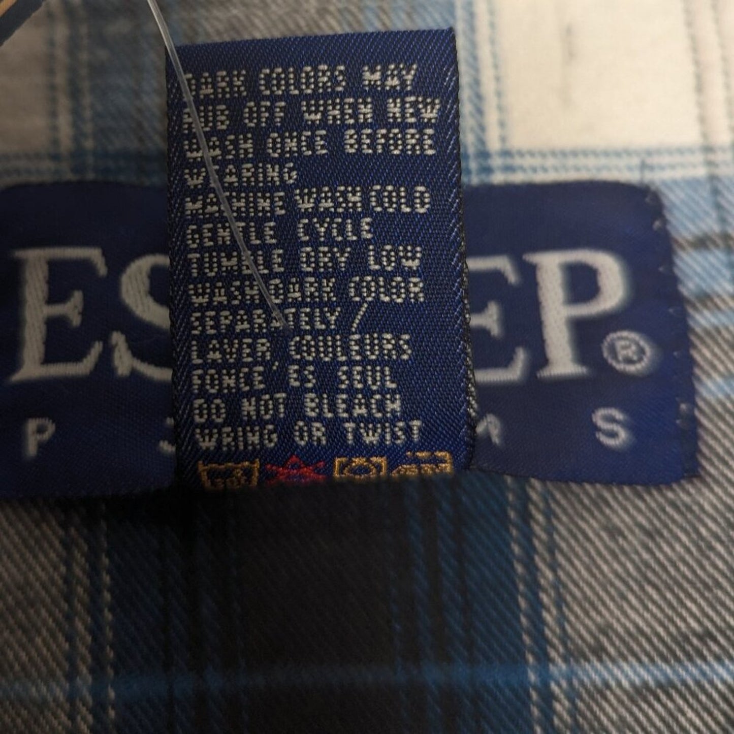 Vintage Blue Plaid Esleep 90's Baseball Jersey Flannel Sleep Shirt Long Sleeve