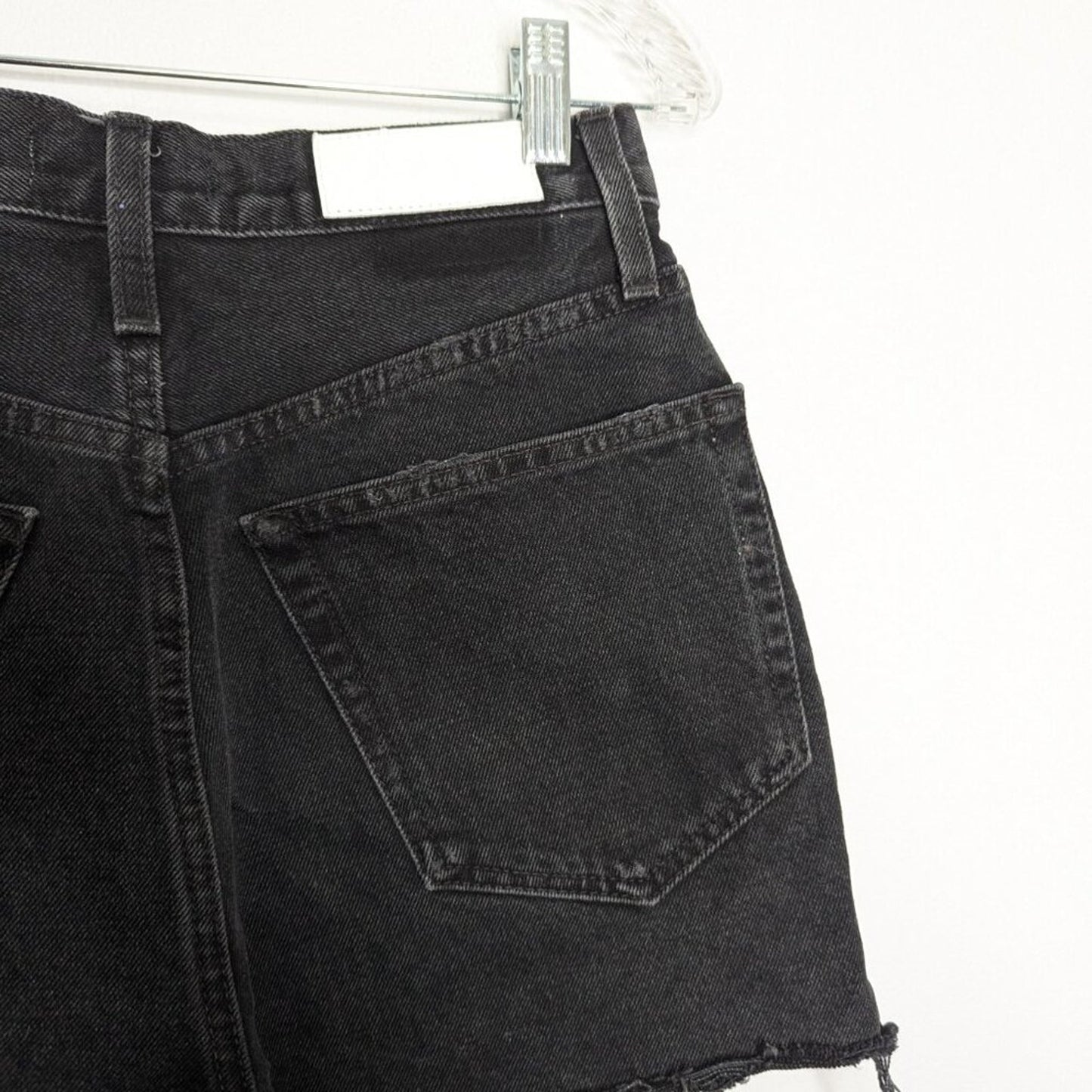 RE/DONE 50s Cut-Off Denim Shorts Black Distressed Frayed Hem Pockets Size 26