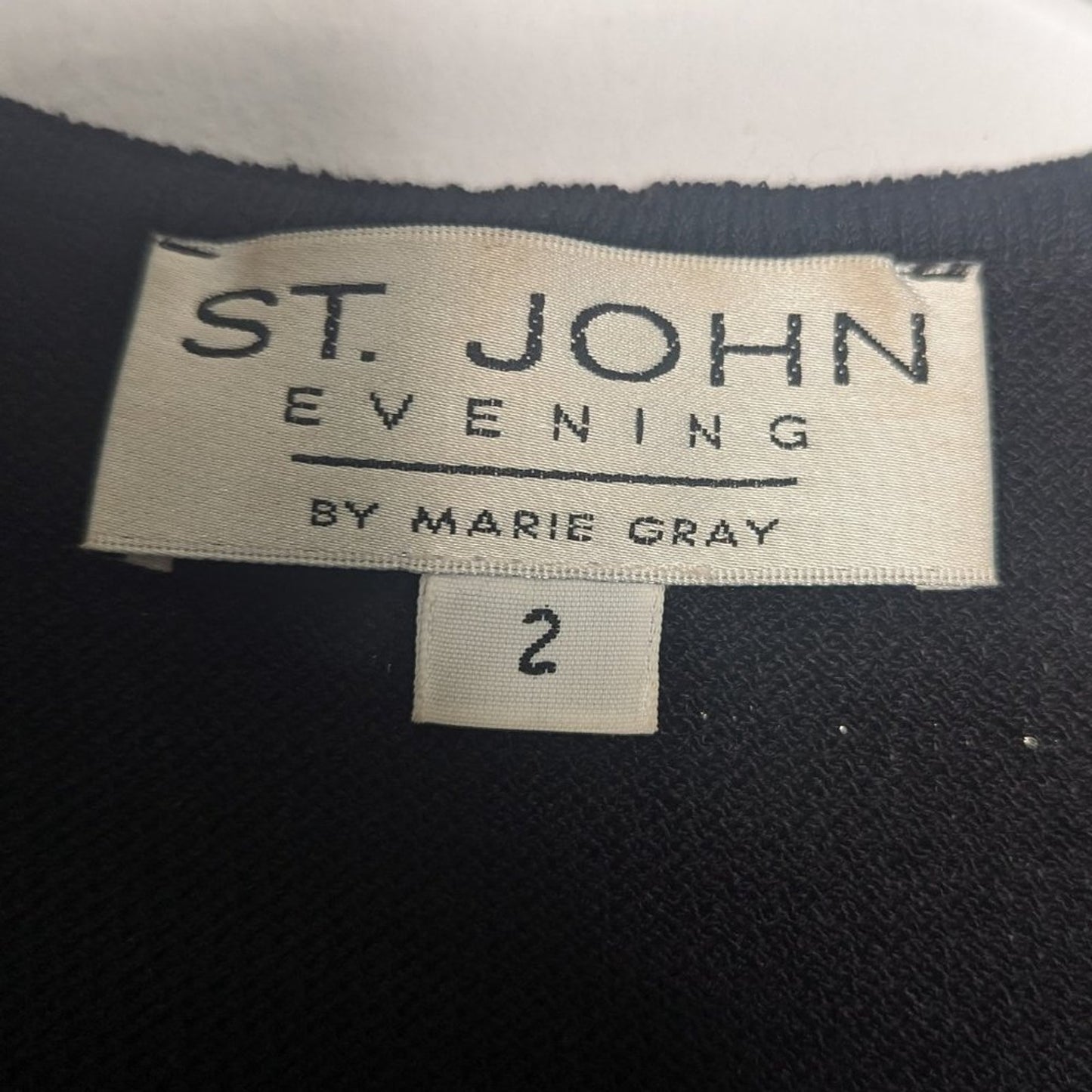 St. John Evening Vintage Black Starburst Sparkle Cardigan Long Sleeve V-Neck 2