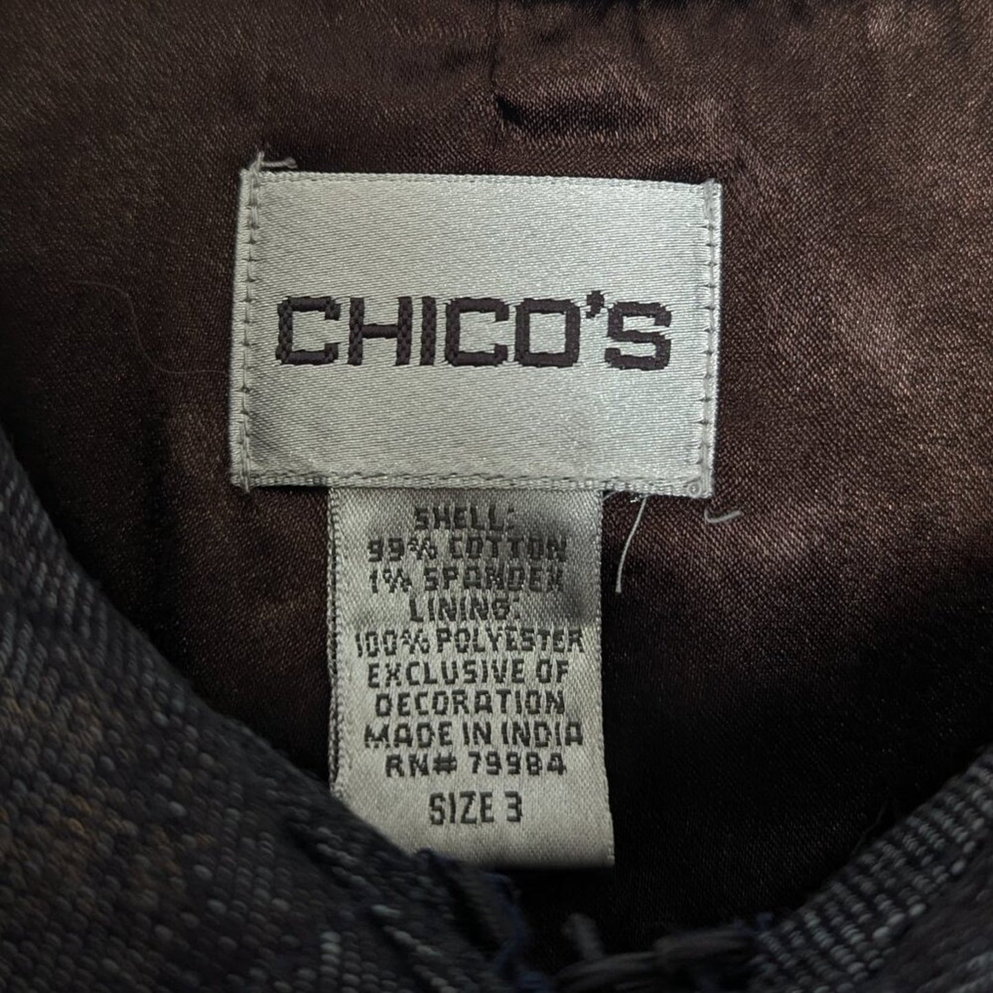 Chico's Vintage Embroidered Blue Denim Zip Up Jacket Hearts Beaded Sequins
