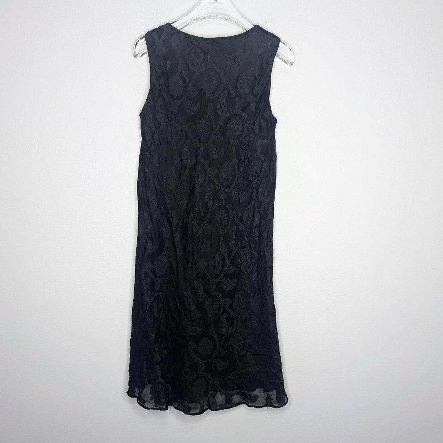 DKNY Vintage Black Paisley Mini Dress Silk Blend Sleeveless Scoop Neck Size 4