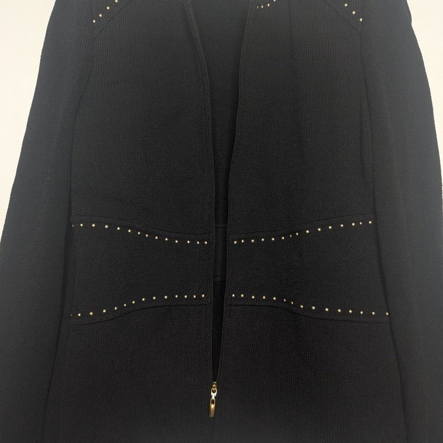 St. John Collection Vintage Black Full Zip Long Sleeve Jacket Gold Studded 2