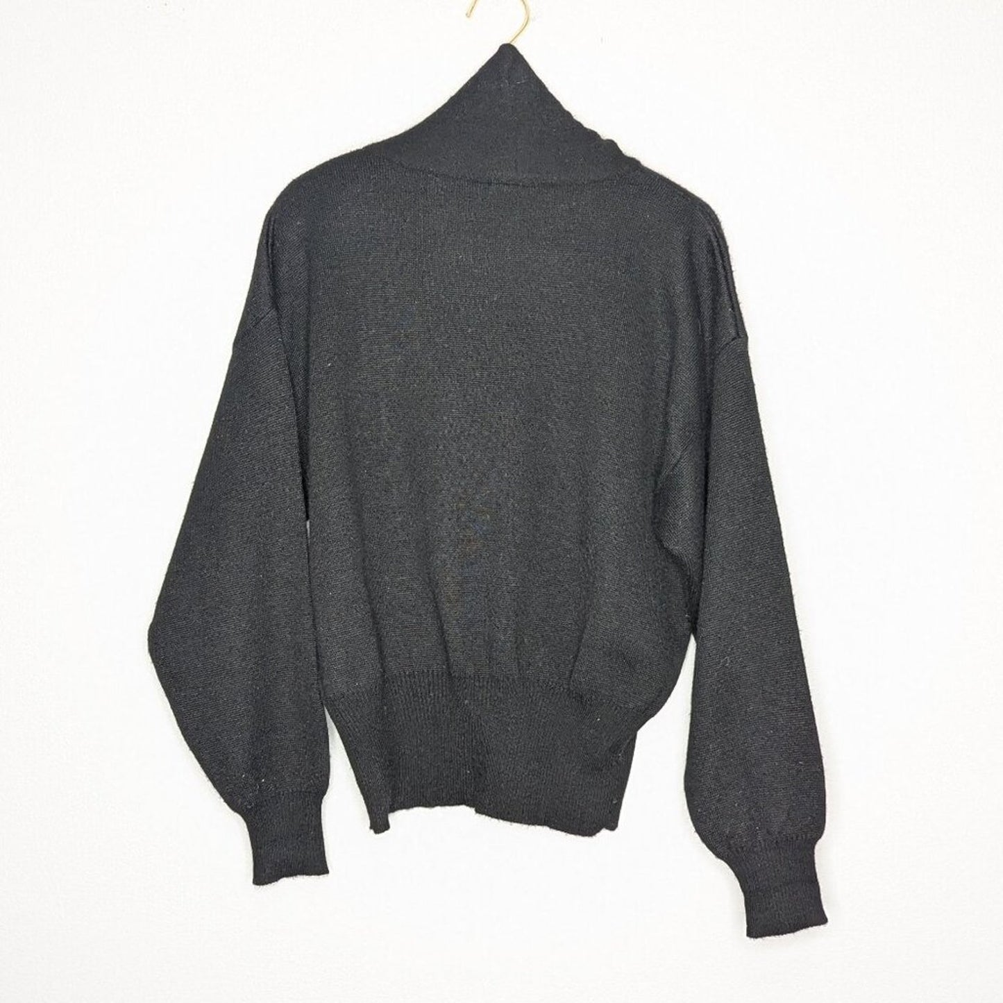 Vintage 70's Meister Black Long Sleeve Turtleneck Sweater Rhinestone Heart