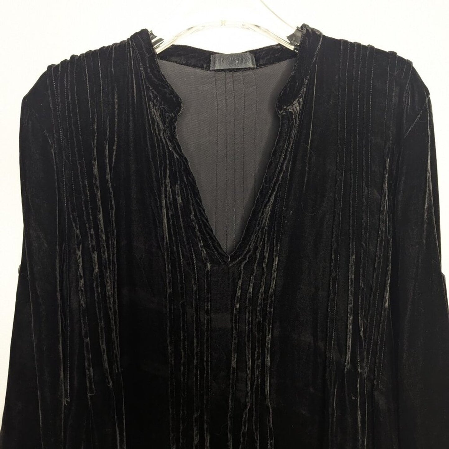 CP Shades Black Velvet Oversized Regina Tunic Top/Dress V-Neck Pin Tuck Size S