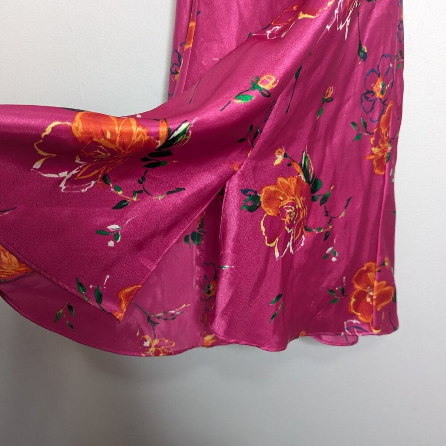 Private Luxuries Vintage Pink Slip Mini Dress Satin Floral Spaghetti Straps M