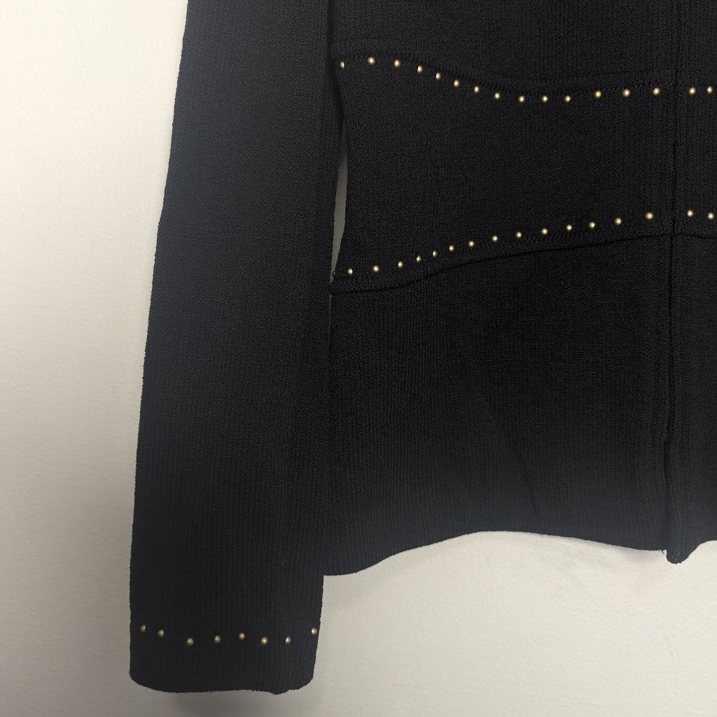 St. John Collection Vintage Black Full Zip Long Sleeve Jacket Gold Studded 2