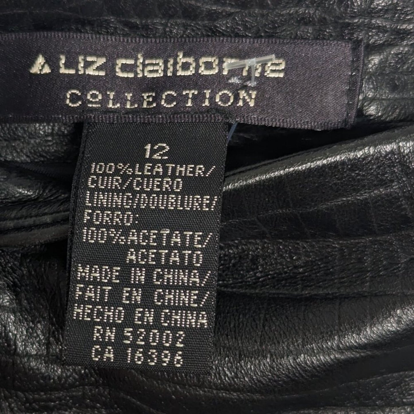 Liz Claiborne Vintage Black Soft Embossed Leather Mini Pencil Skirt Back Zip