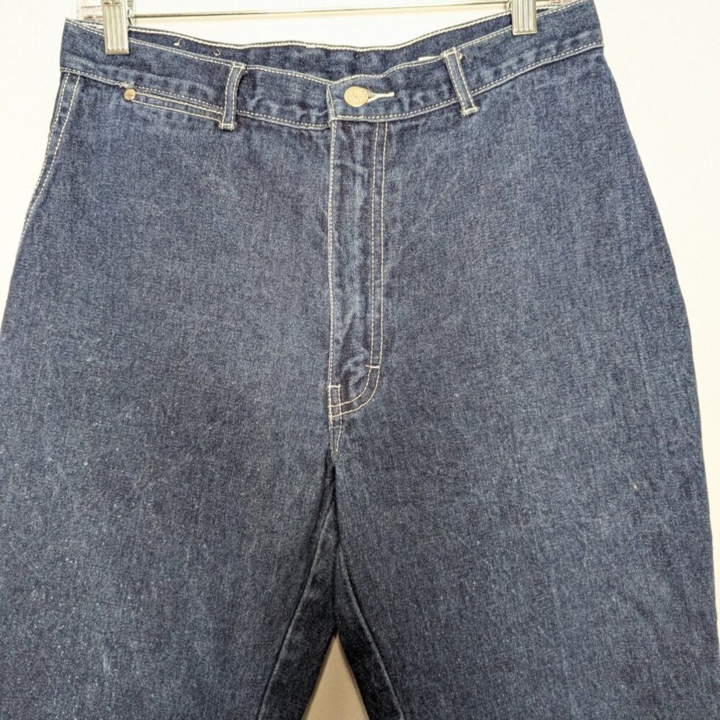 Vintage Gitano 70's High Waist Jeans White Contrast Stitching Straight Leg