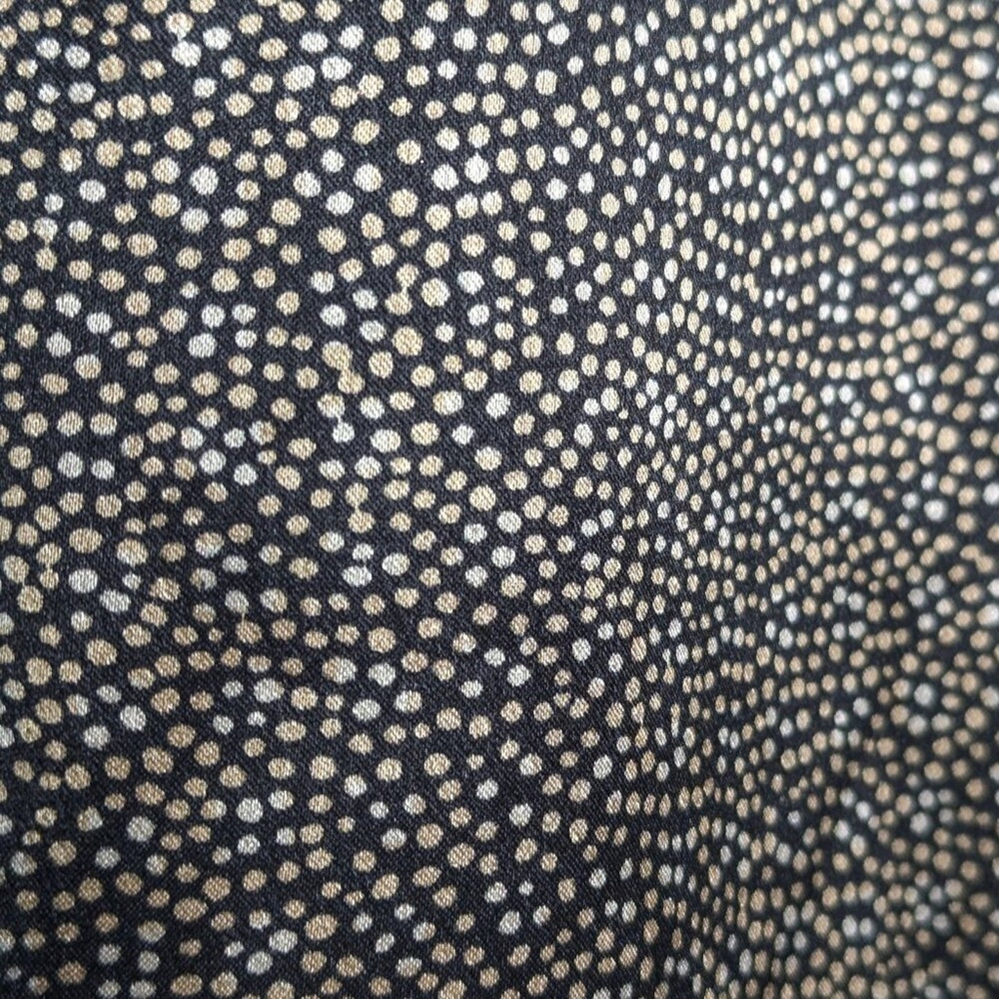 Vintage Black Gold Tiny Polka Dot Pattern Satin Shirt Button Up Long Sleeve 12