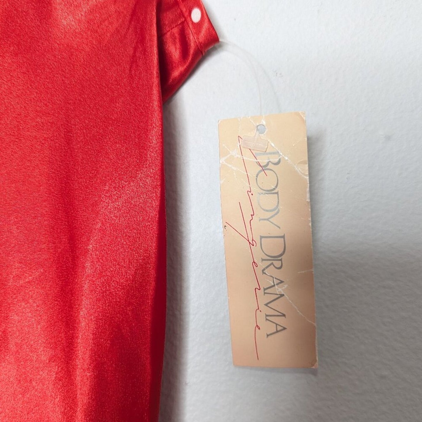 Body Drama Vintage 90's Red Satin Mini Slip Dress Polka Dot Collar Button Detail