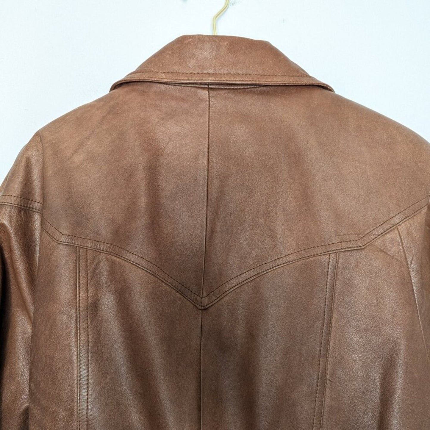 Wilsons Leather Adventure Bound Brown Leather Tie Waist Moto Jacket Pockets L