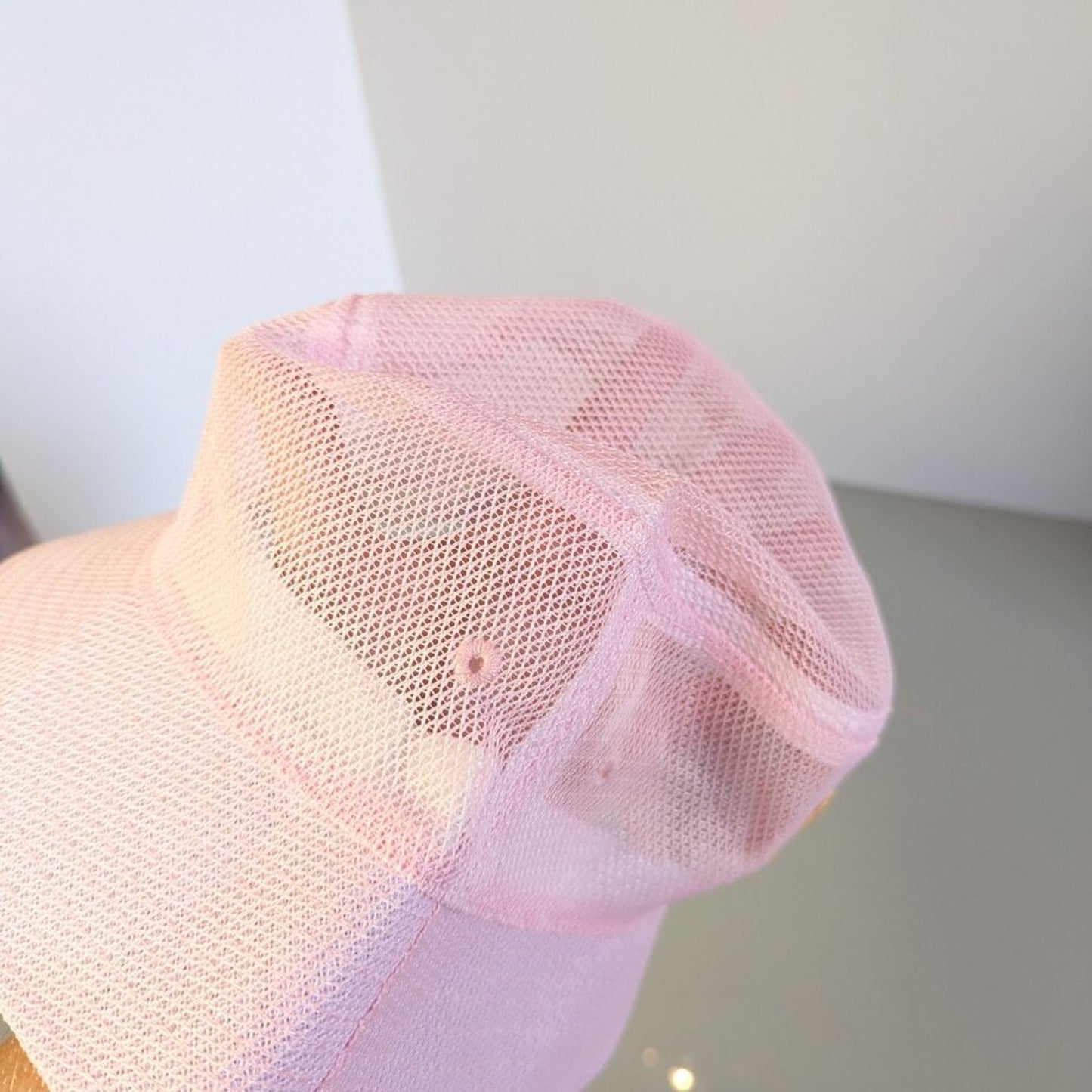 Reworked Upcycled Light Pink Mesh Bucket Hat Hot To Go Embroidered Patch
