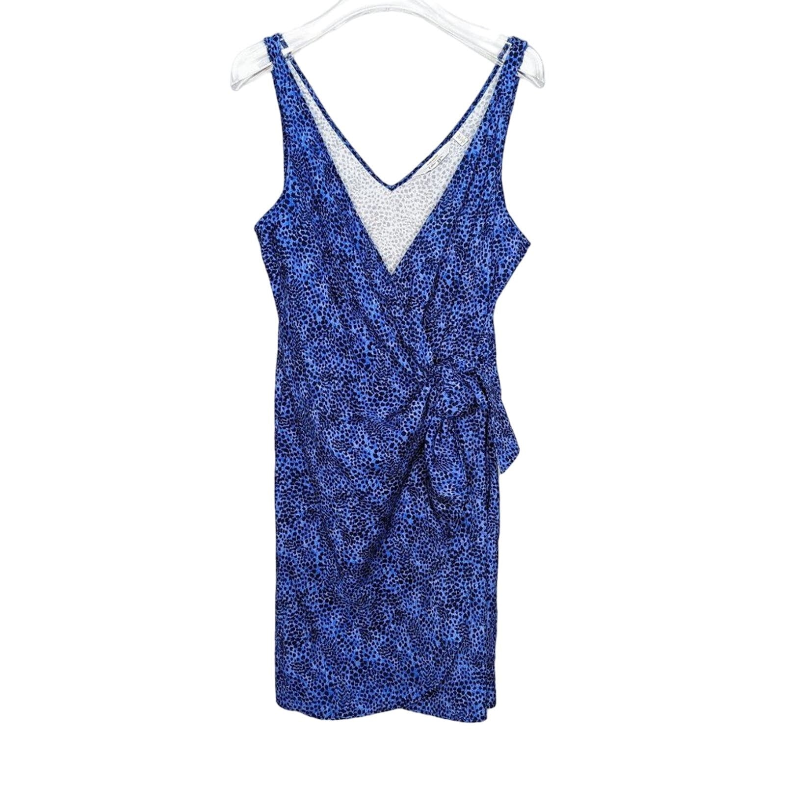 & Other Stories Blue Animal Print Sleeveless Mini Wrap Dress V-Neck Si Grayson Vine & Other Stories Blue Animal Print Sleeveless Mini Wrap Dress V-Neck Si Grayson Vine