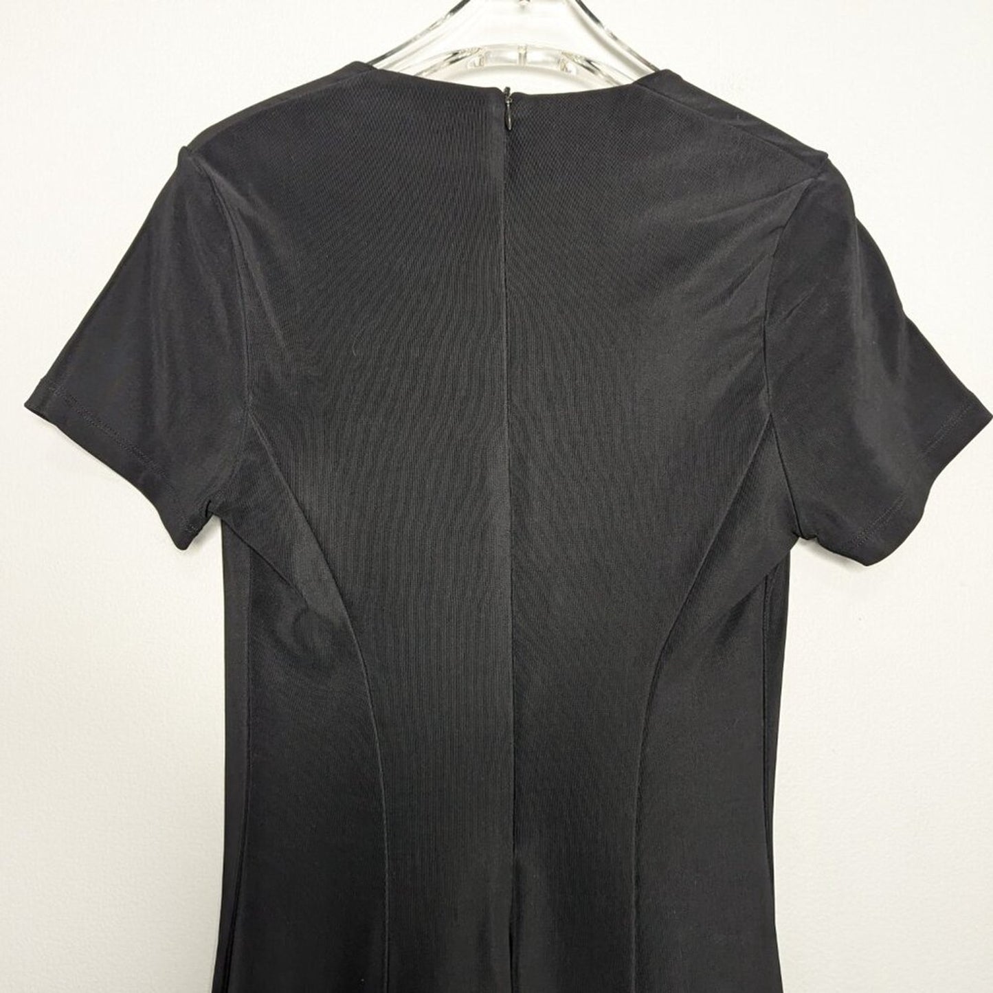Carabella Vintage 90's Black Short Sleeve Fit And Flare Mini Dress Scoop Neck