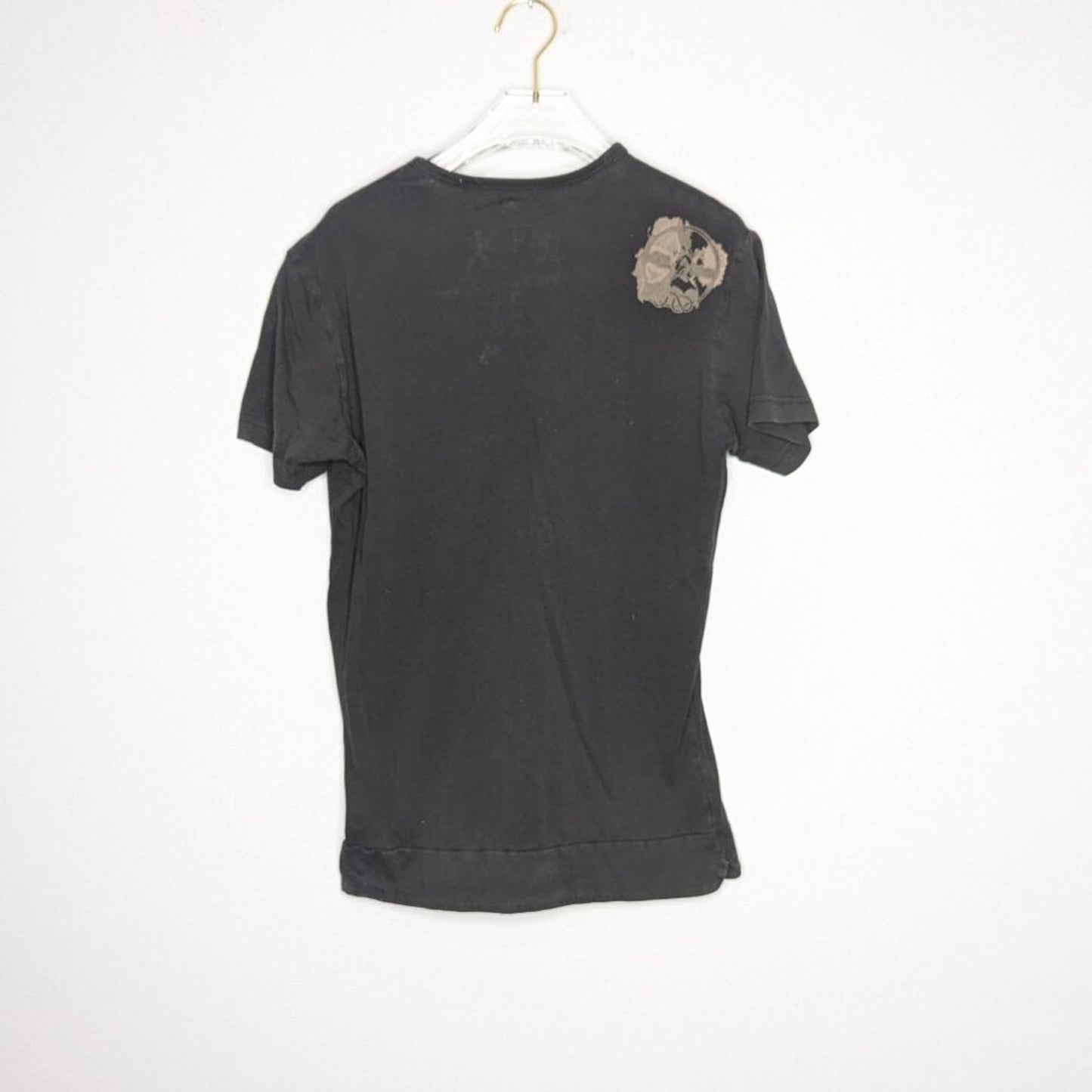 Diesel Vintage Y2K Gray Graphic Tee Short Sleeve V-Neck Slim Fit Size M