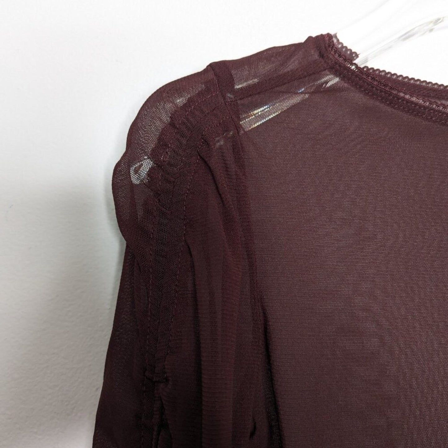 The Limited Vintage Sheer Mesh Long Sleeve Floral Print Top Rhinestones Size XS