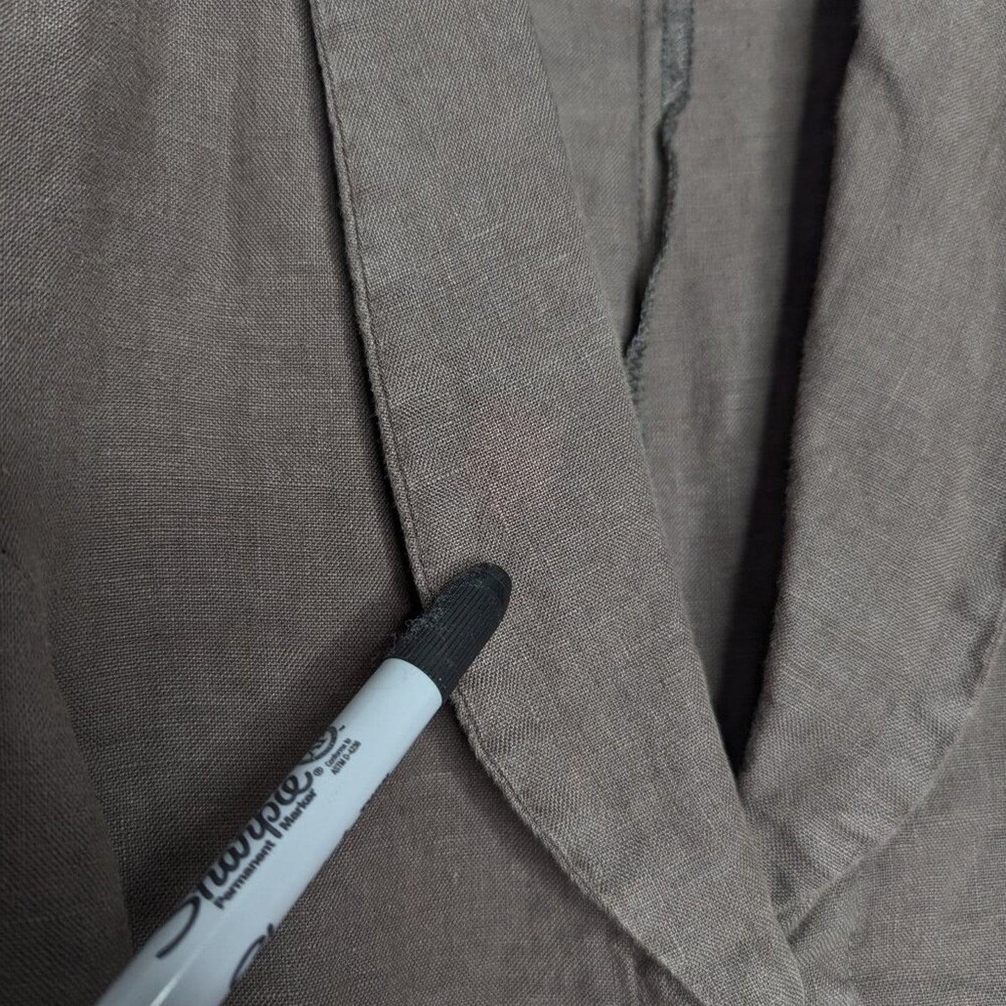 Prairie Underground Taupe Linen Long Sleeve Blazer Button Up Pockets Size M
