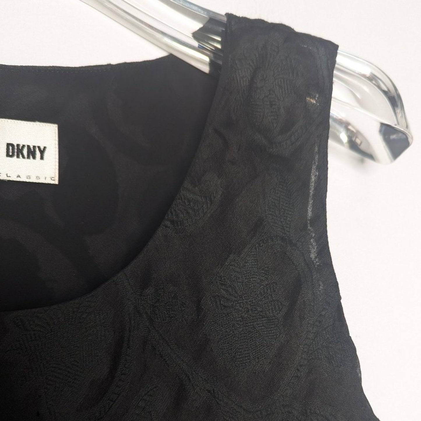 DKNY Vintage Black Paisley Mini Dress Silk Blend Sleeveless Scoop Neck Size 4