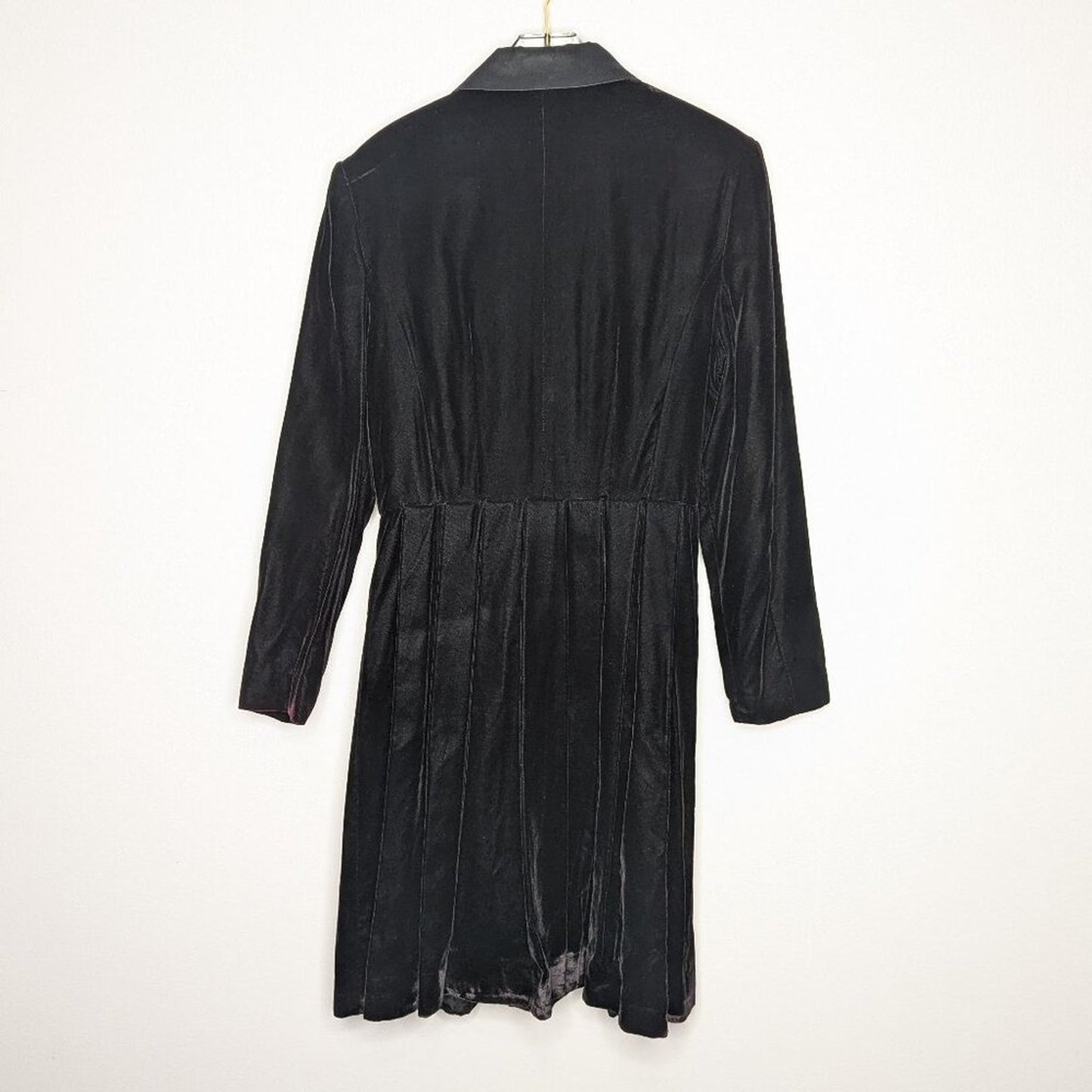 Be Art By Esquire Vintage 90's Black Velvet Wednesday Adams Style Dress Collared