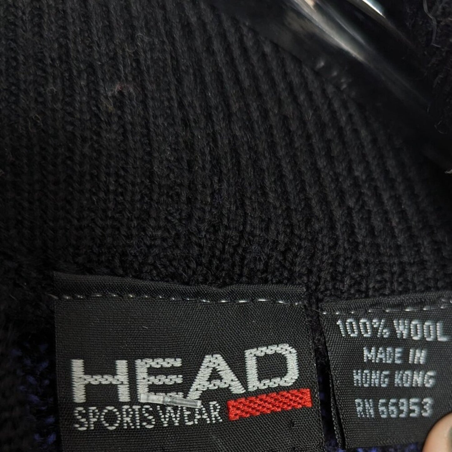 Head Sportswear Vintage 80's Black Blue Zig Zag Pattern Turtleneck Ski Sweater