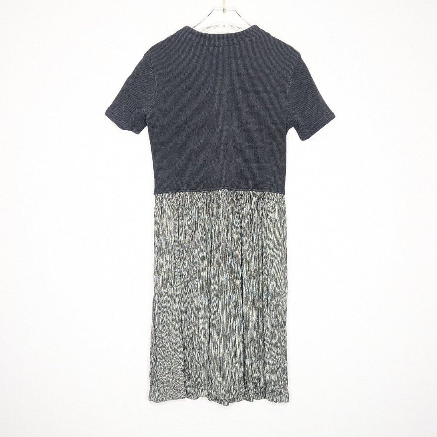 Vintage 90's Barbara Lesser Black Short Sleeve Boho Babydoll Dress V-Neck Grunge