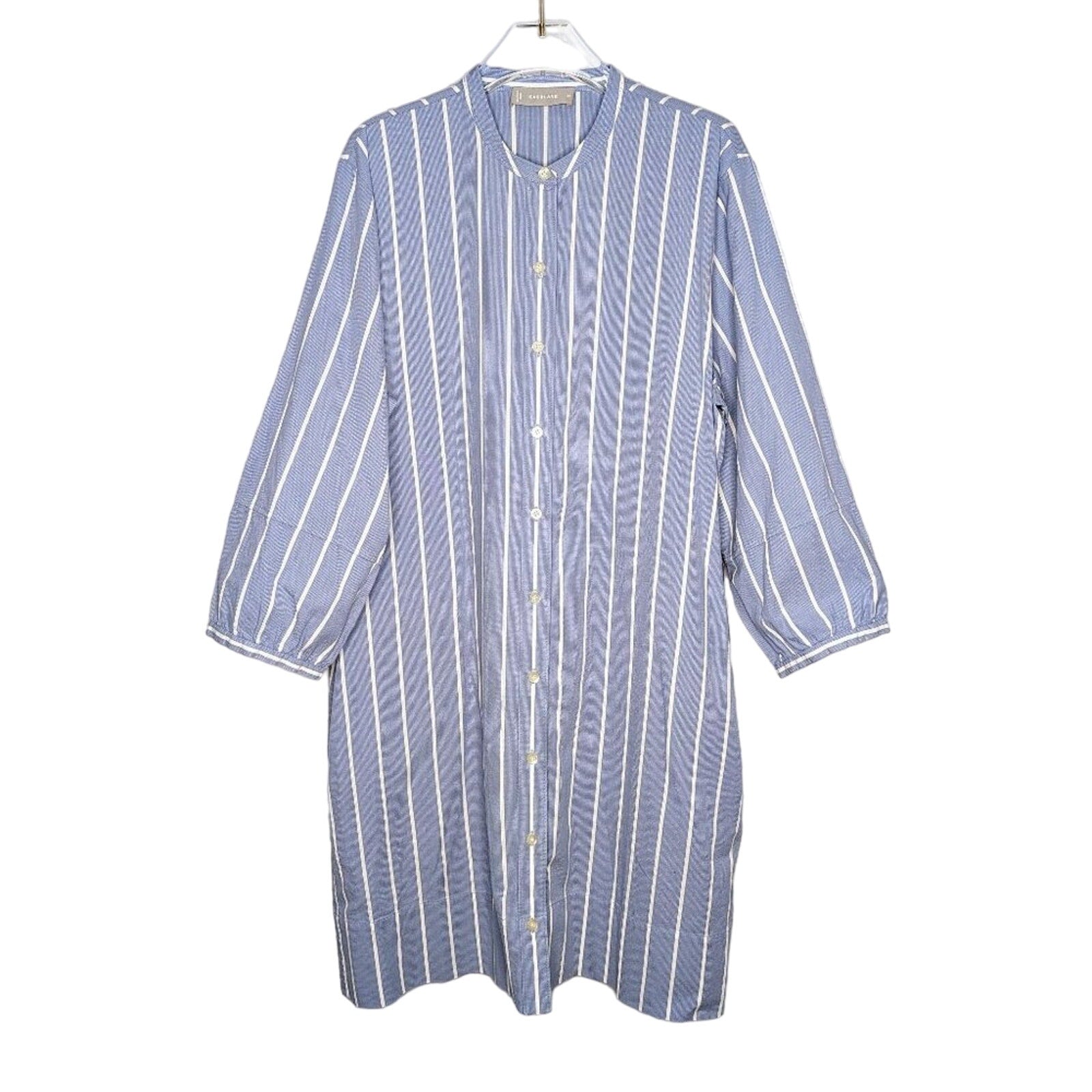 everlane collarless shirt dress Everlane + The Cotton Collarless Belted Shirtdress
