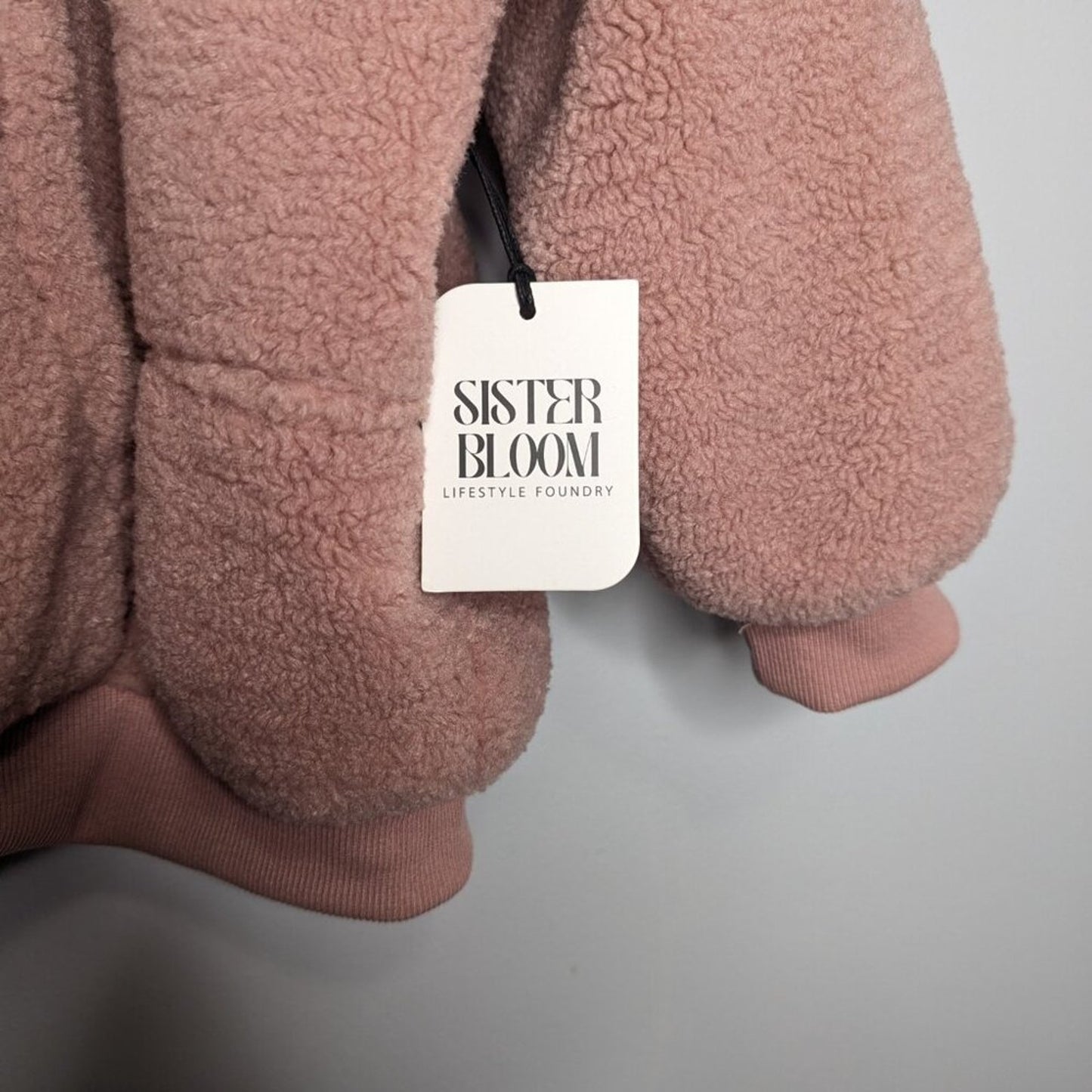 Sister Bloom Dusty Pink Thick Fleece Pullover Half Zip Pocket Long Sleeve L NWT