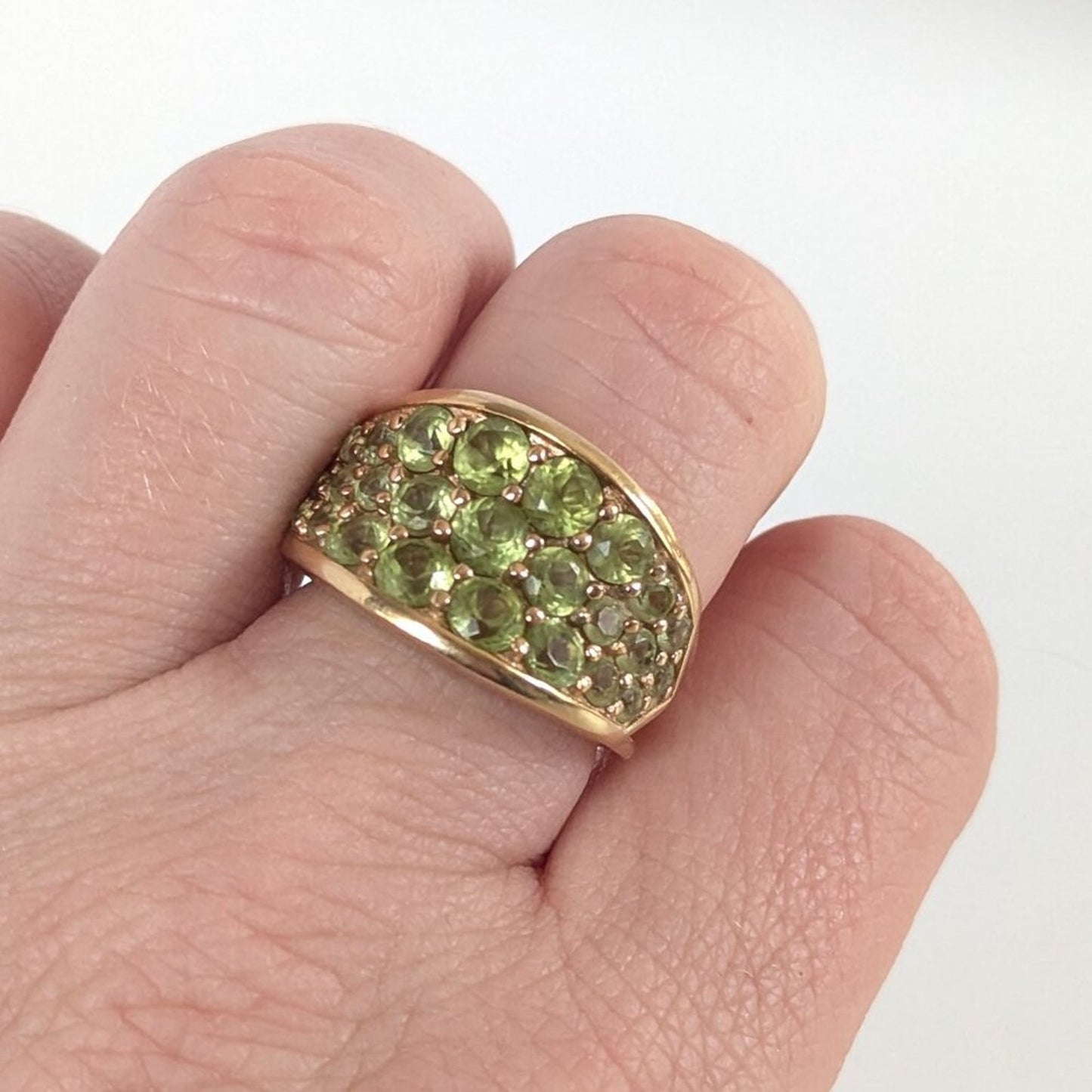 Vintage 925 Silver Ring Peridot Crystal Stone Cluster Gold Plated Size 7 Signed