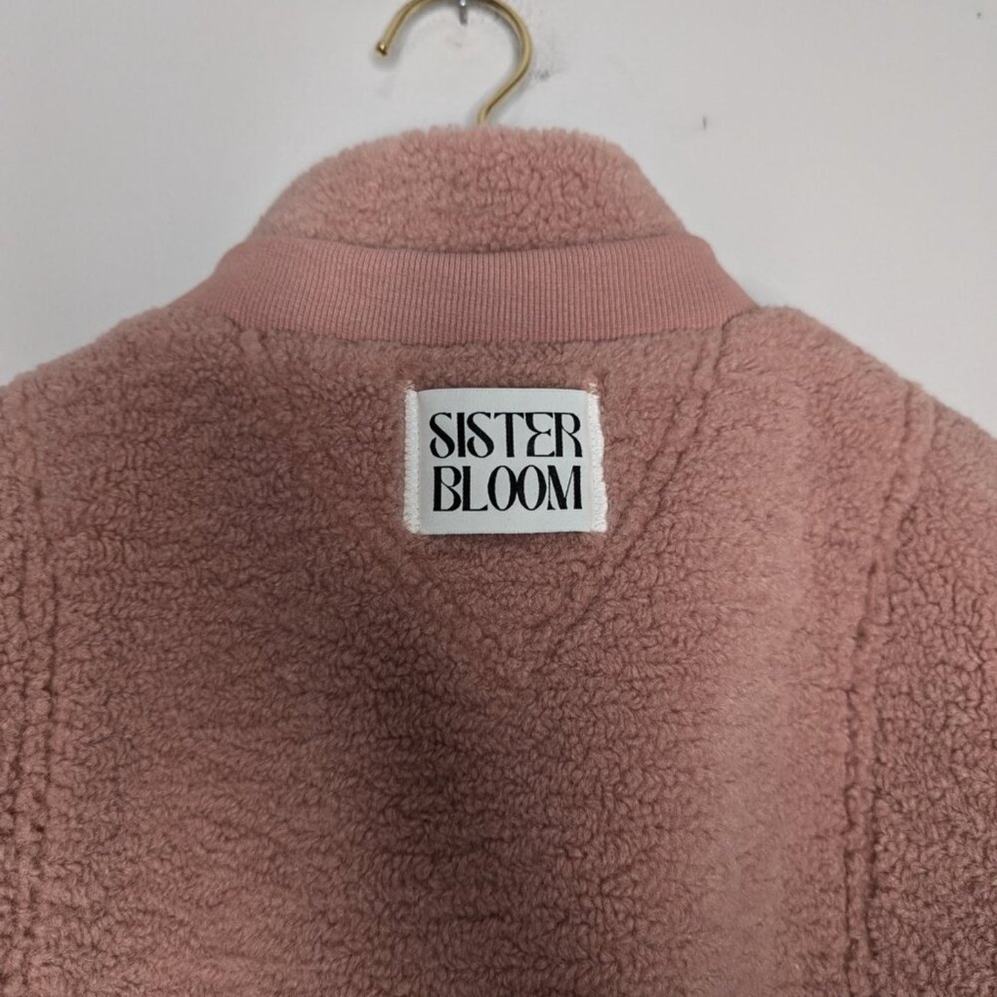 Sister Bloom Dusty Pink Thick Fleece Pullover Half Zip Pocket Long Sleeve L NWT